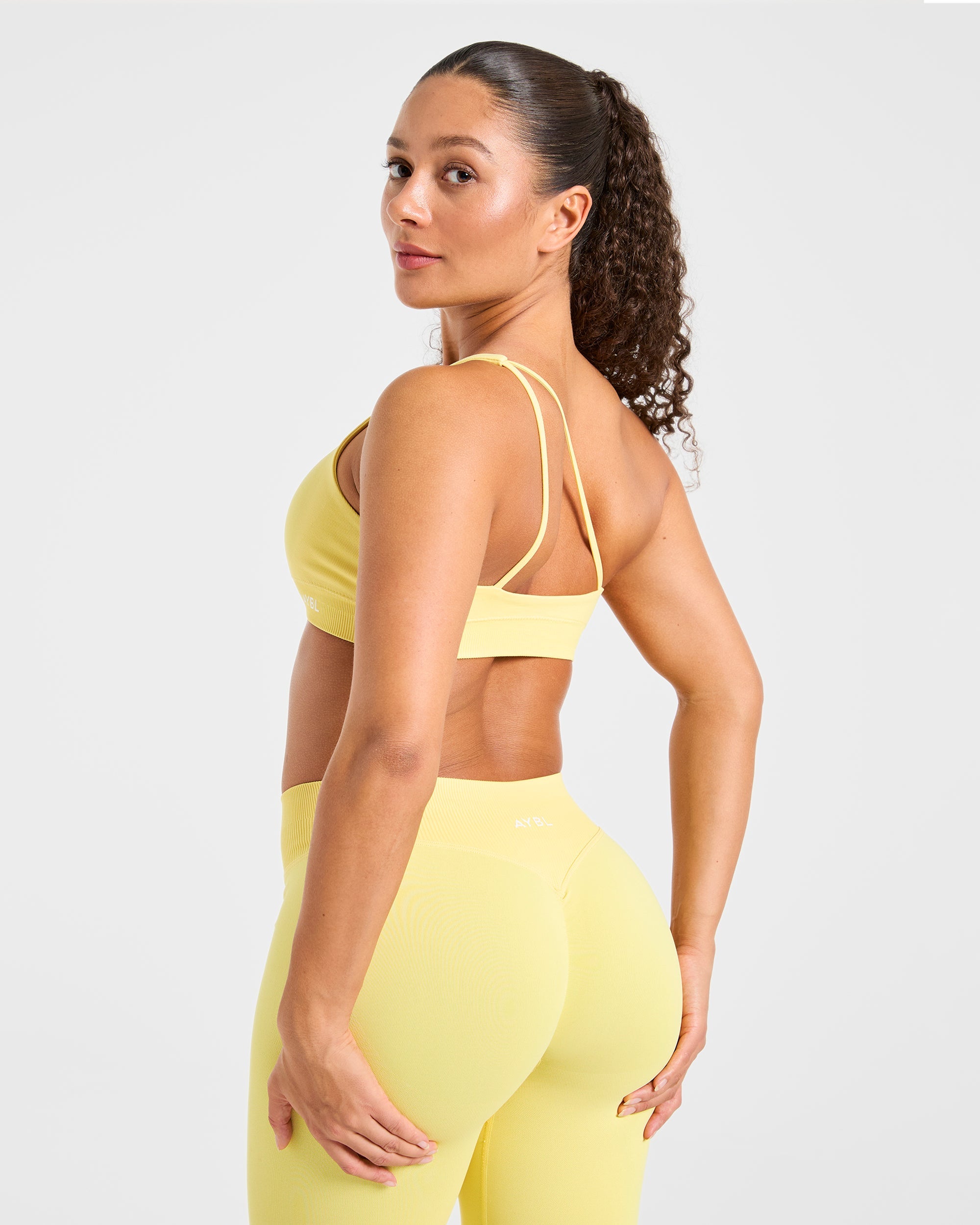 Enhance Seamless One Shoulder Sports Bra - Bright Geel