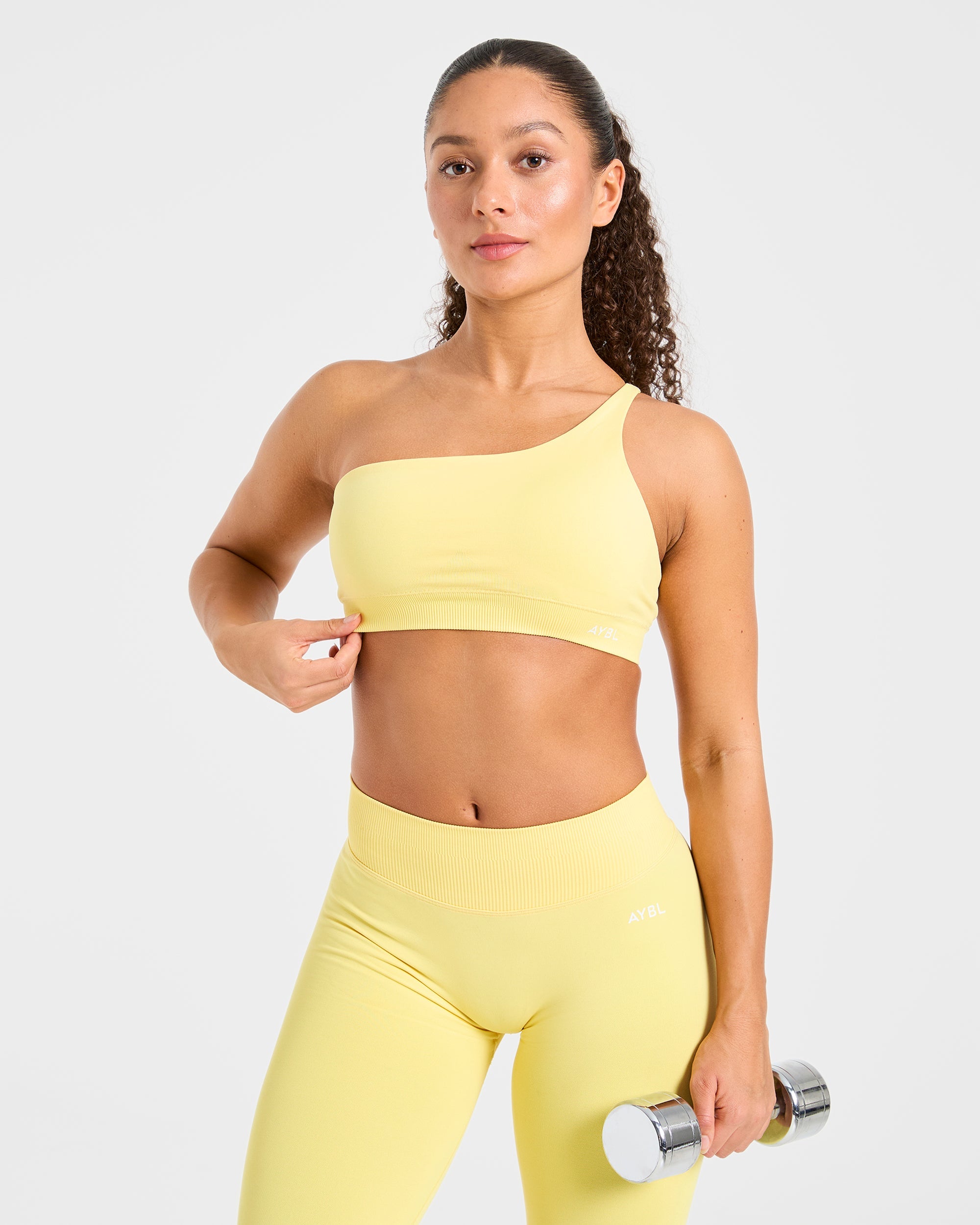 Enhance Seamless One Shoulder Sports Bra - Bright Geel