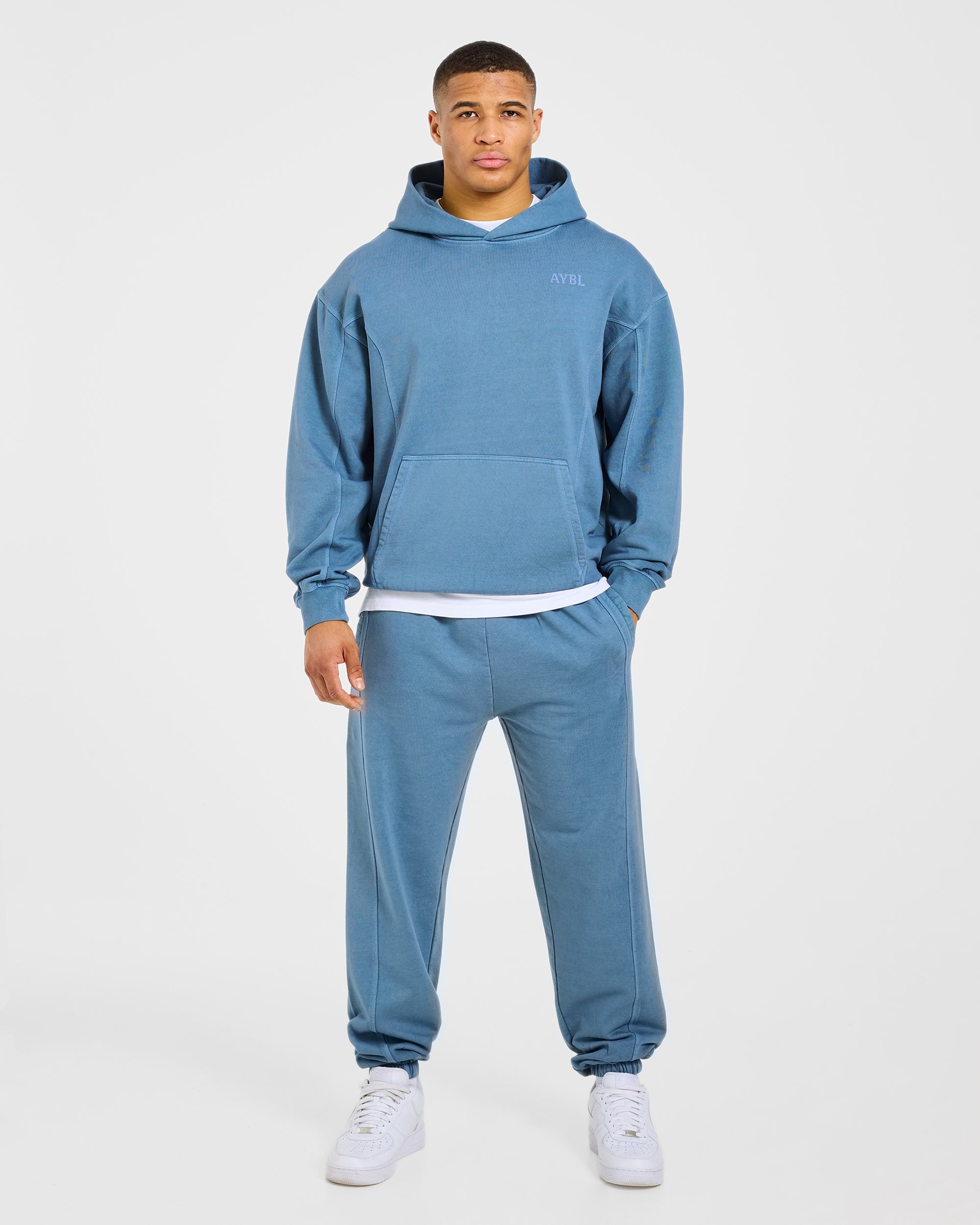 Lift Club Distressed Hoodie - Washed Indigo