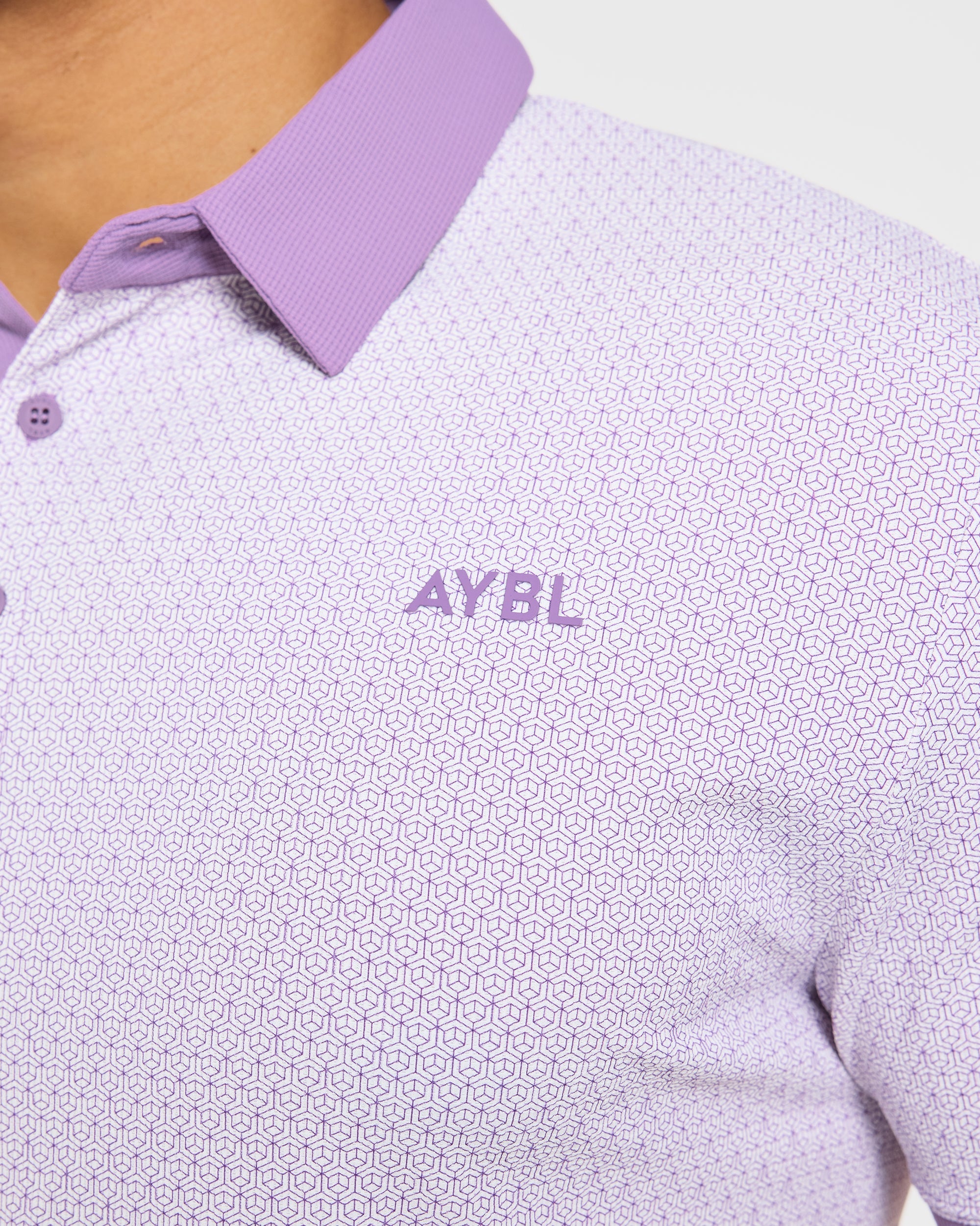 Precision Geometric Polo - Wit/Lila