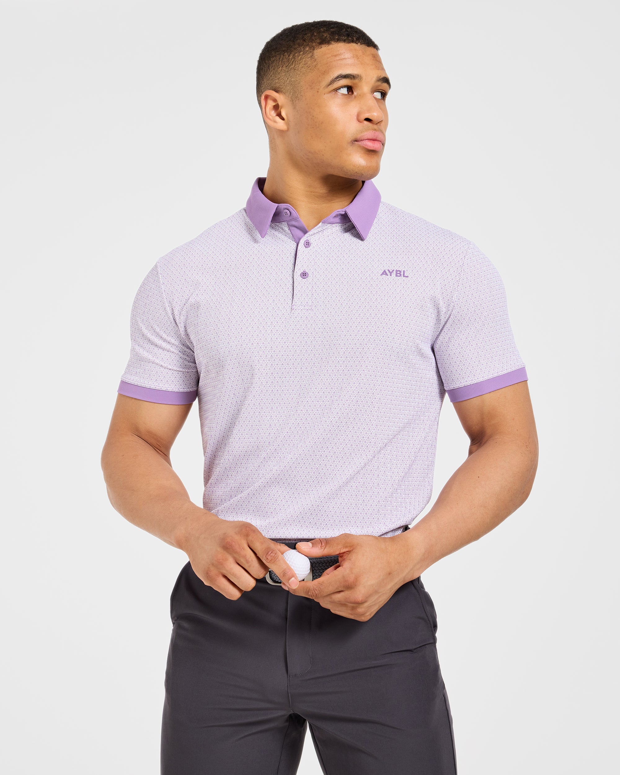 Precision Geometric Polo - Wit/Lila