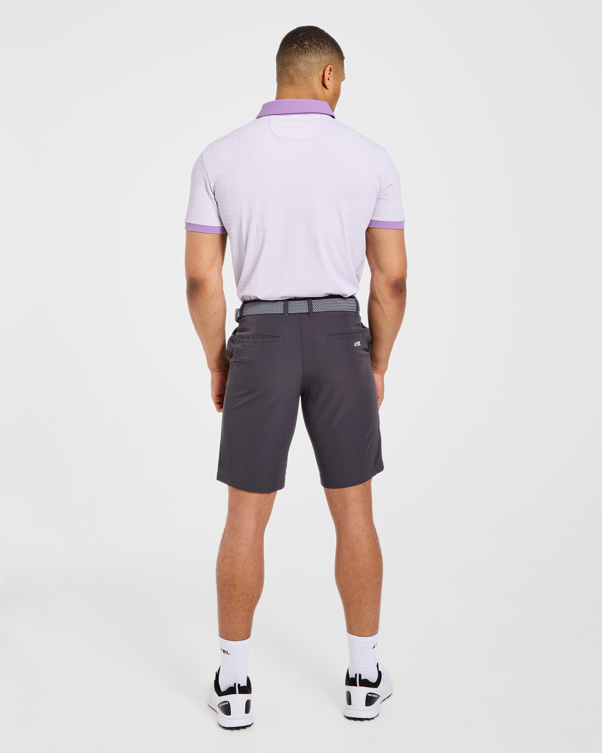 Precision Geometric Polo - Wit/Lila