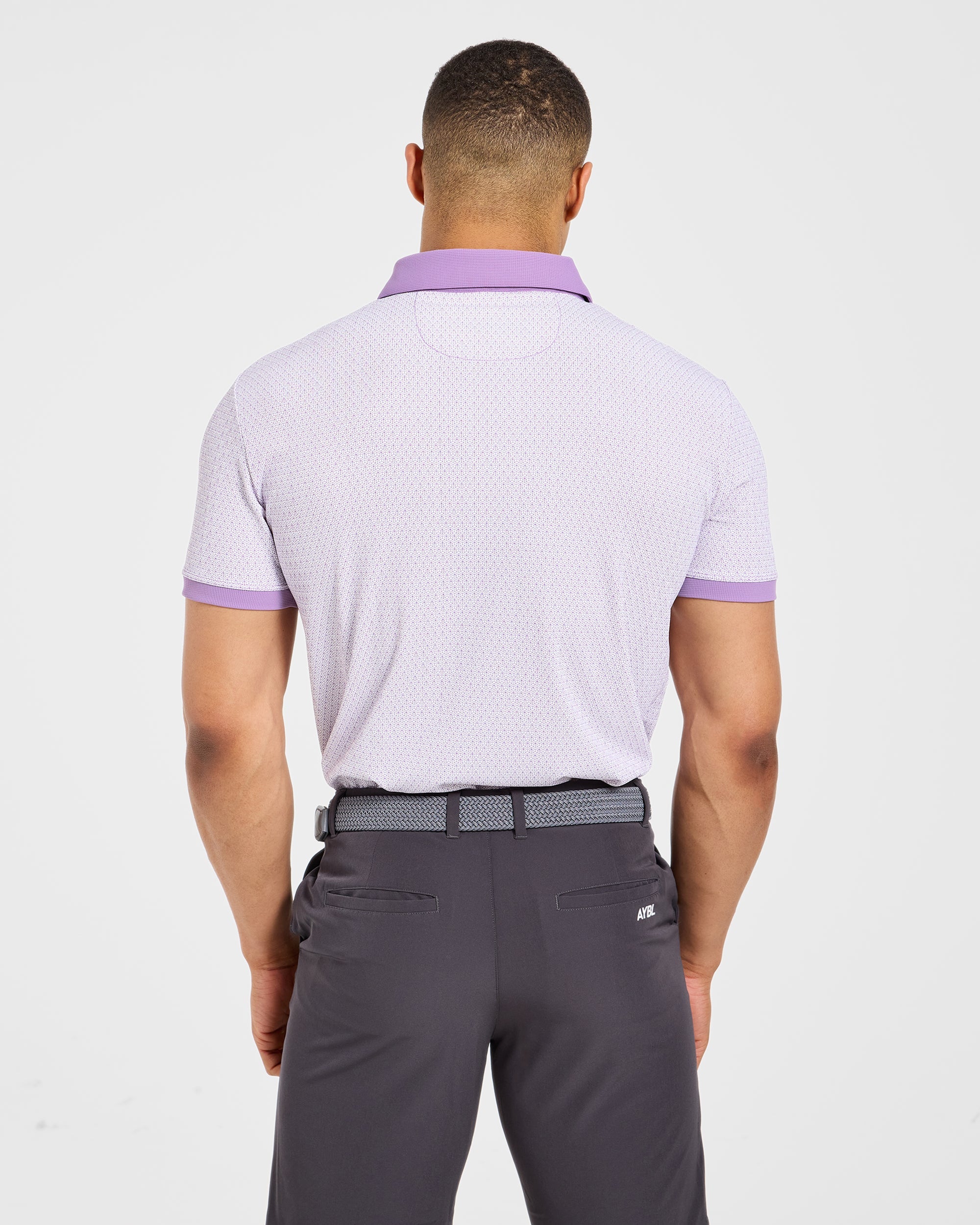 Precision Geometric Polo - Wit/Lila
