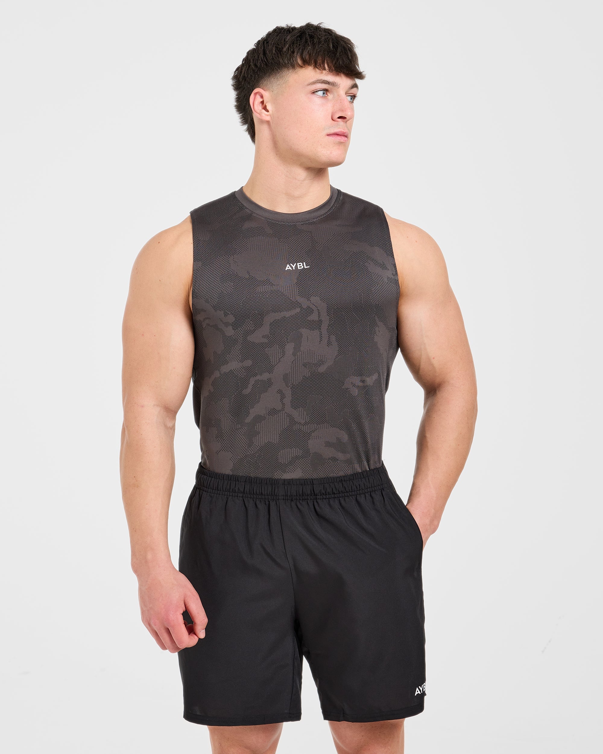 Camo Seamless Tank - Charcoal