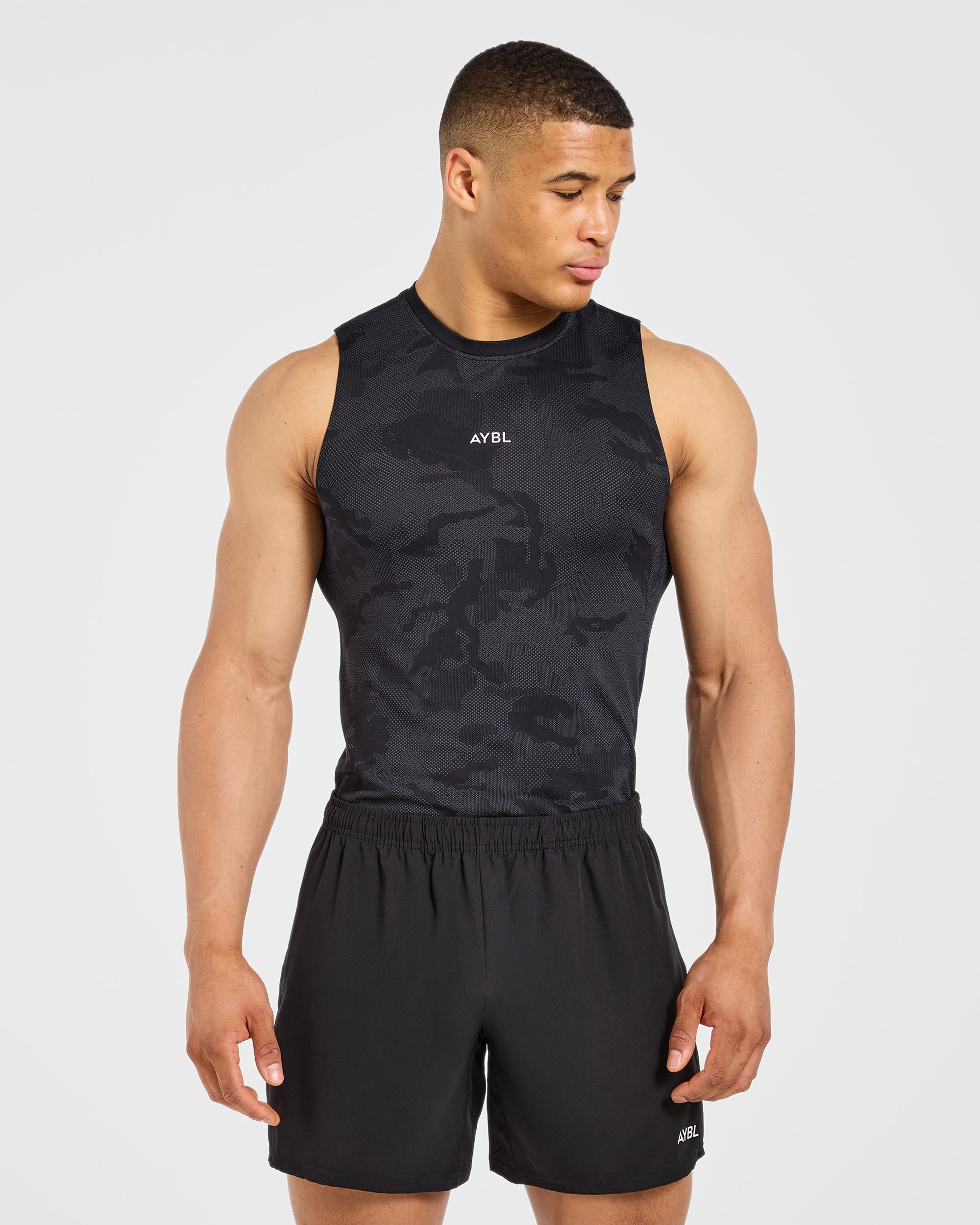 Camo Seamless Tank - Zwart