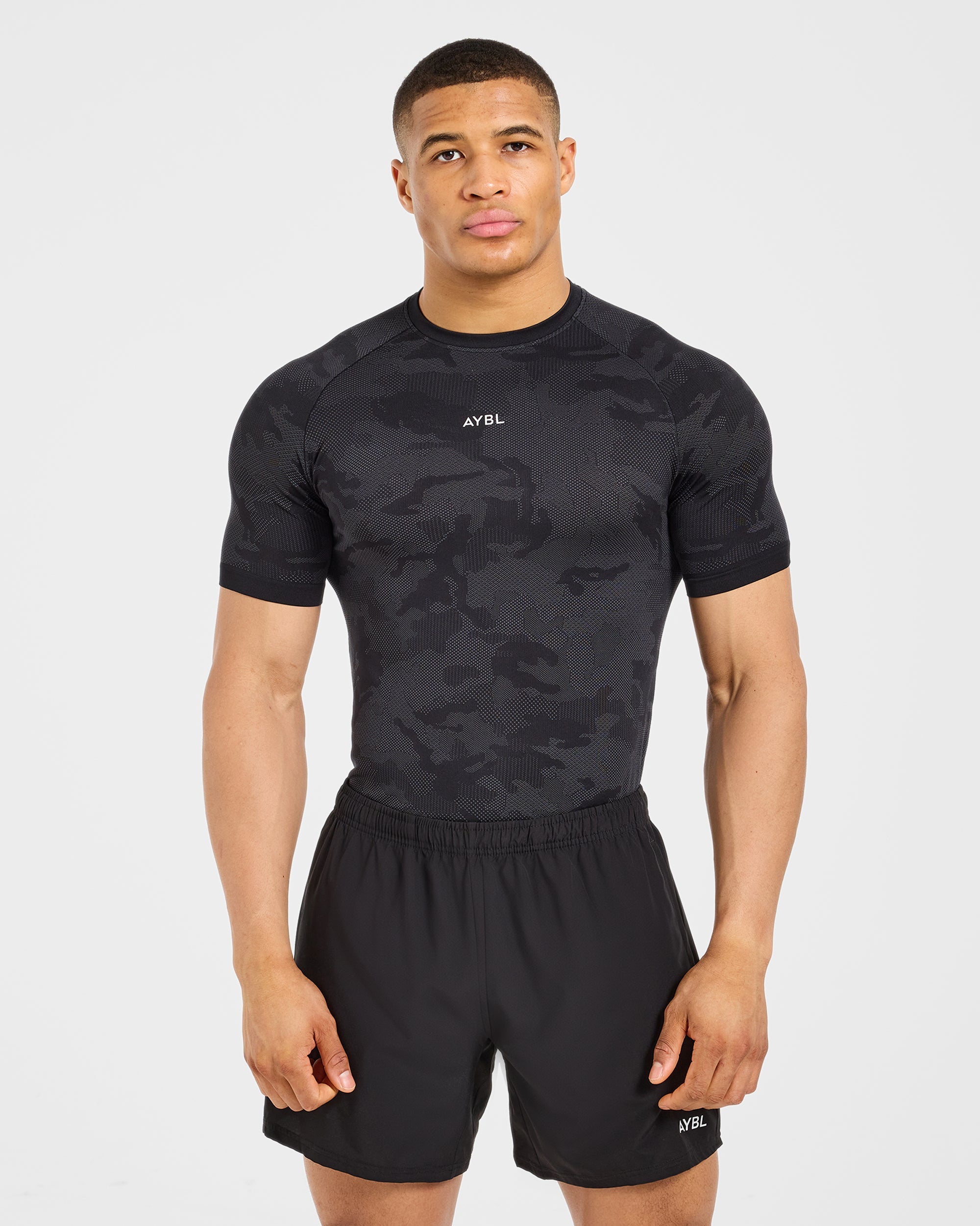 Camo Seamless T Shirt - Zwart