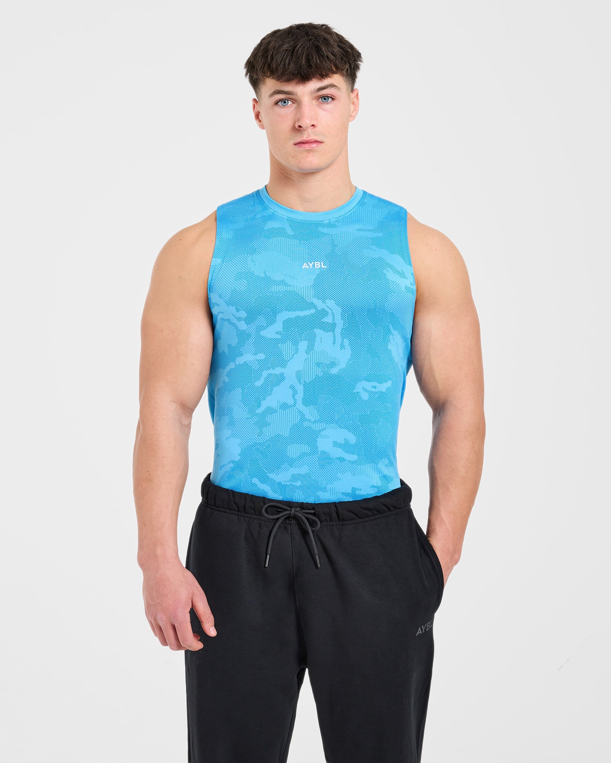 Camo Seamless Tank - Bright Aqua