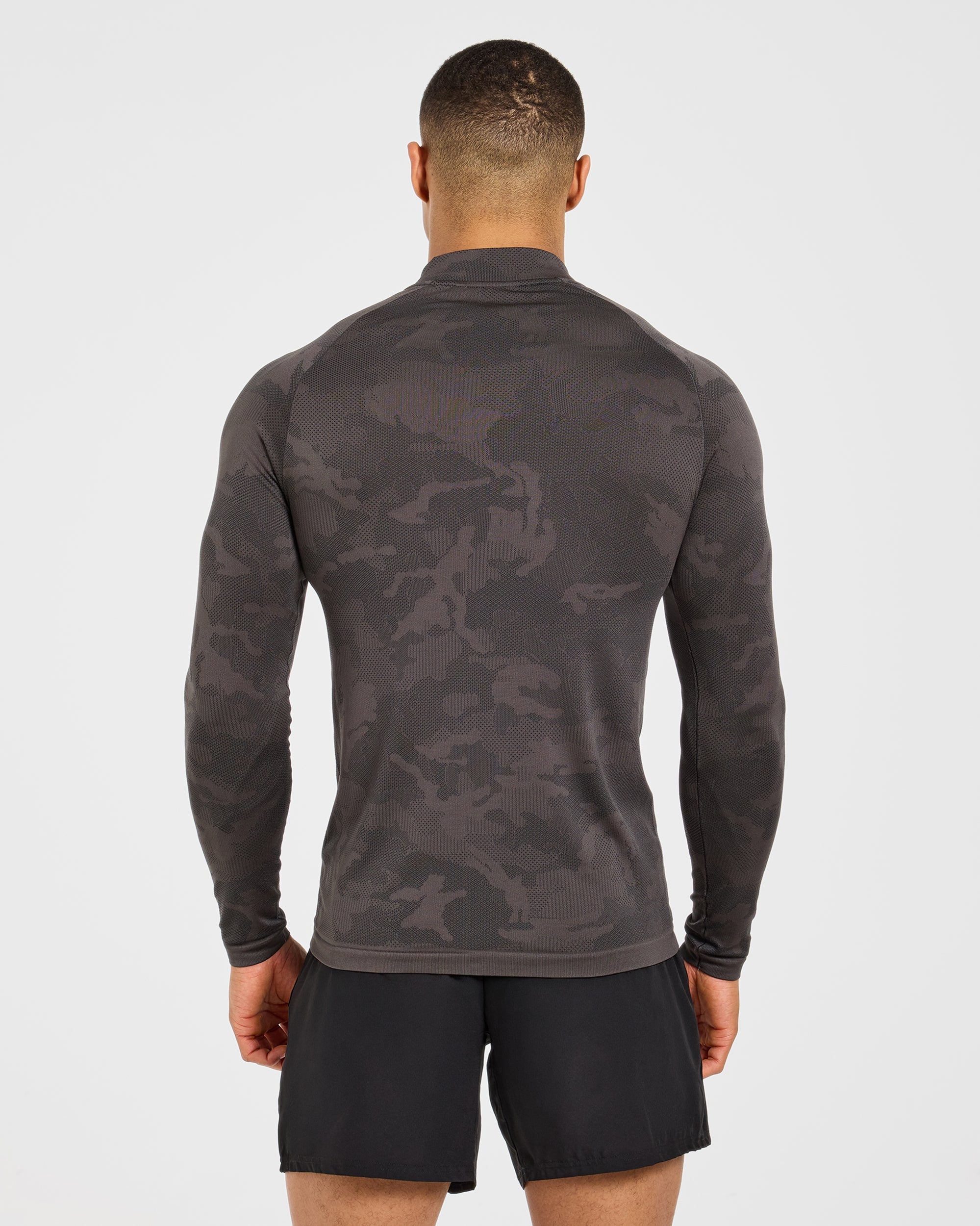 Camo Seamless 1/4 Zip Pullover - Charcoal