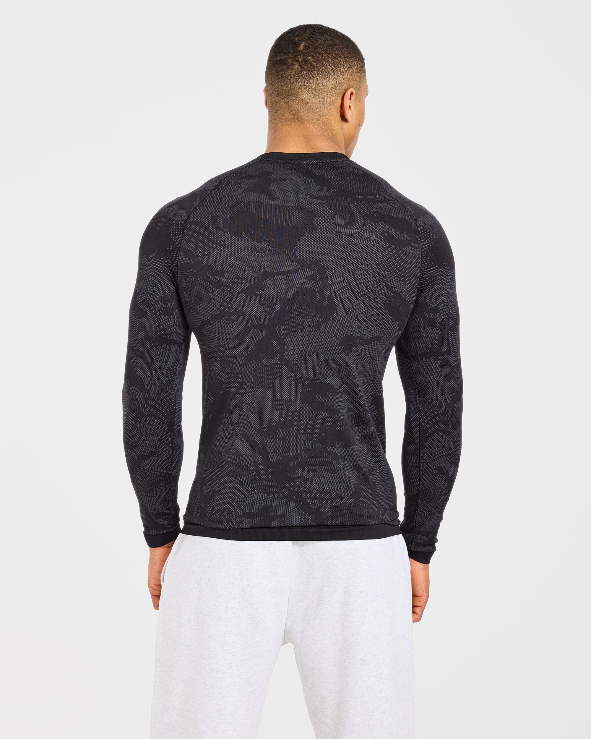 Camo Seamless Long Sleeve T Shirt - Zwart