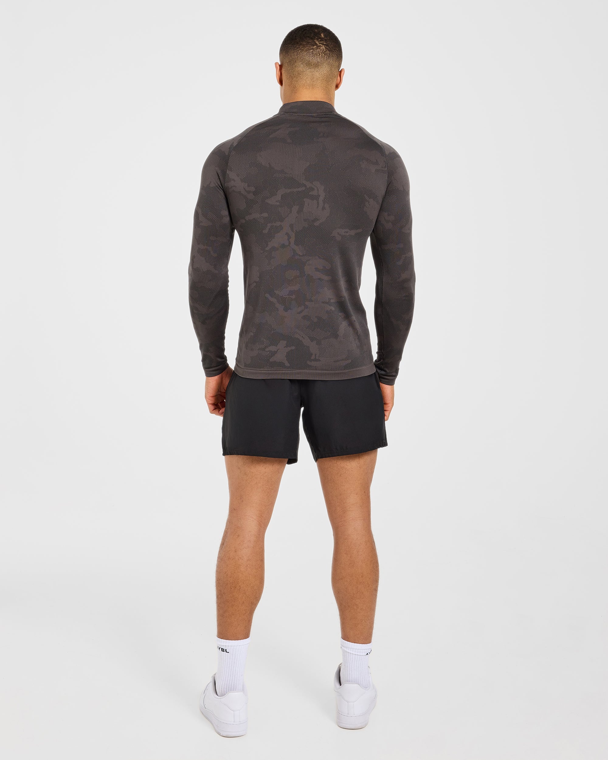 Camo Seamless 1/4 Zip Pullover - Charcoal