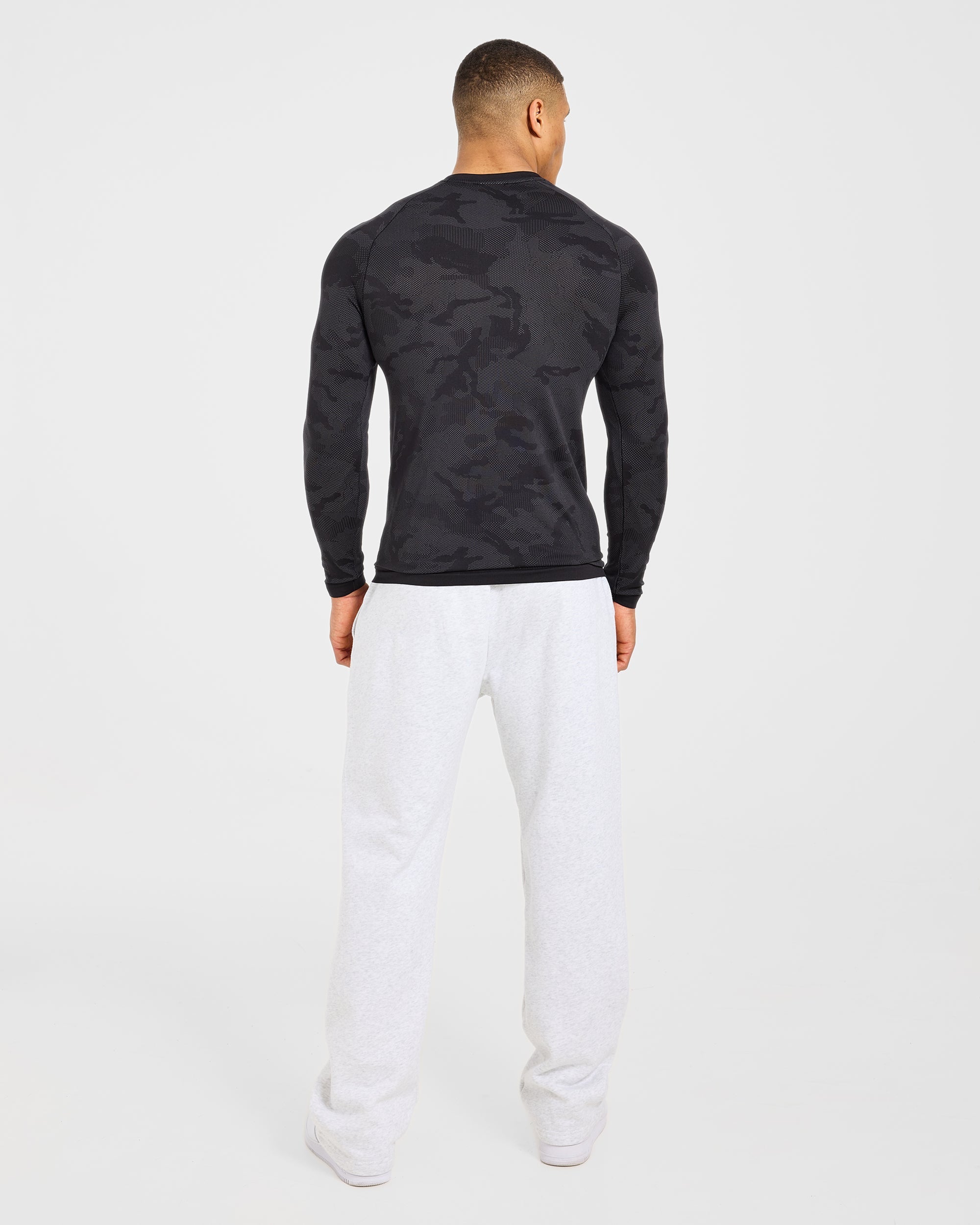 Camo Seamless Long Sleeve T Shirt - Zwart