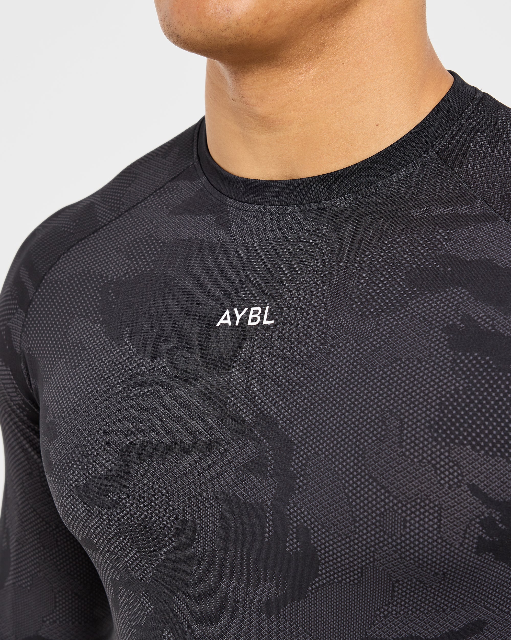 Camo Seamless Long Sleeve T Shirt - Zwart