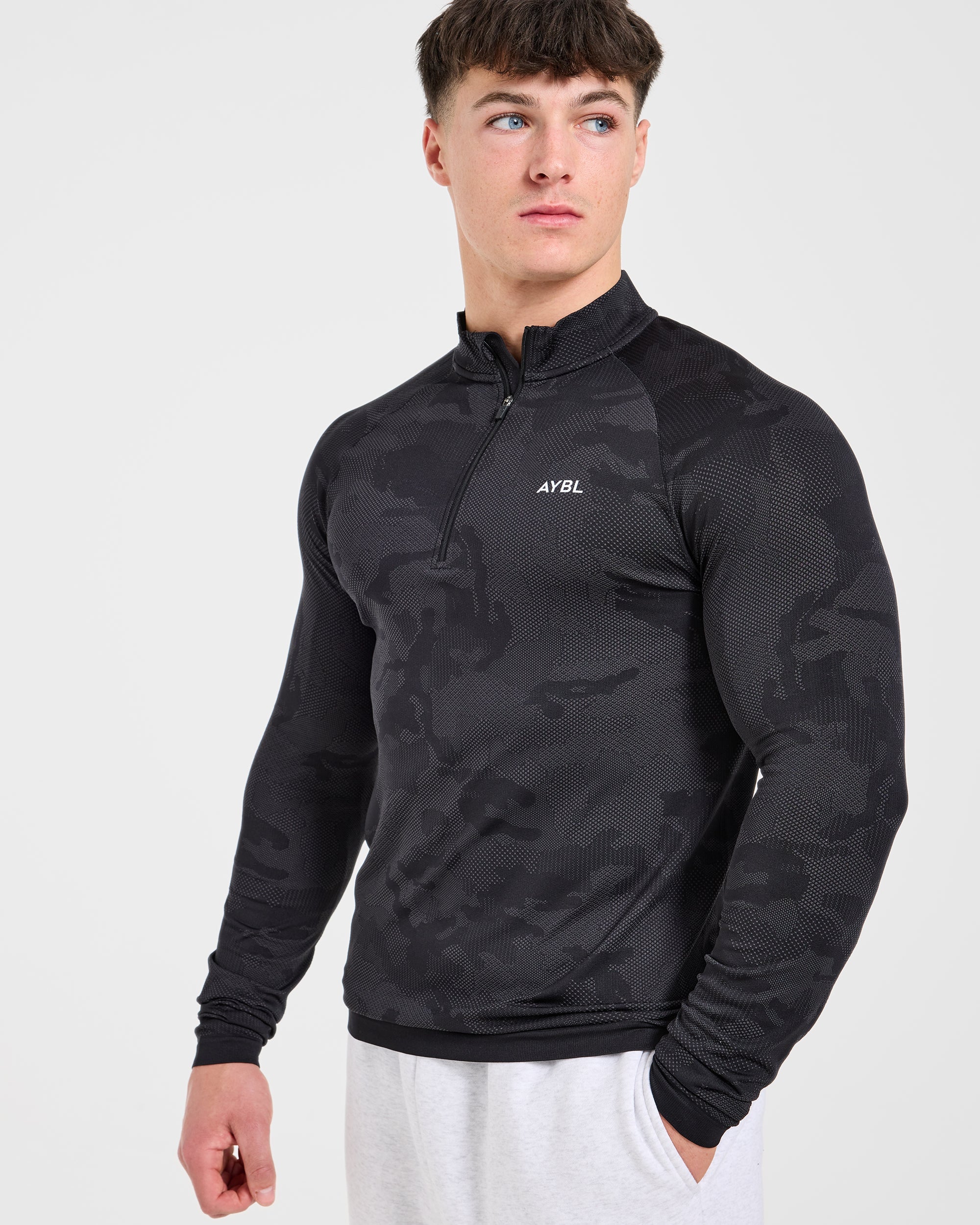 Camo Seamless 1/4 Zip Pullover - Zwart