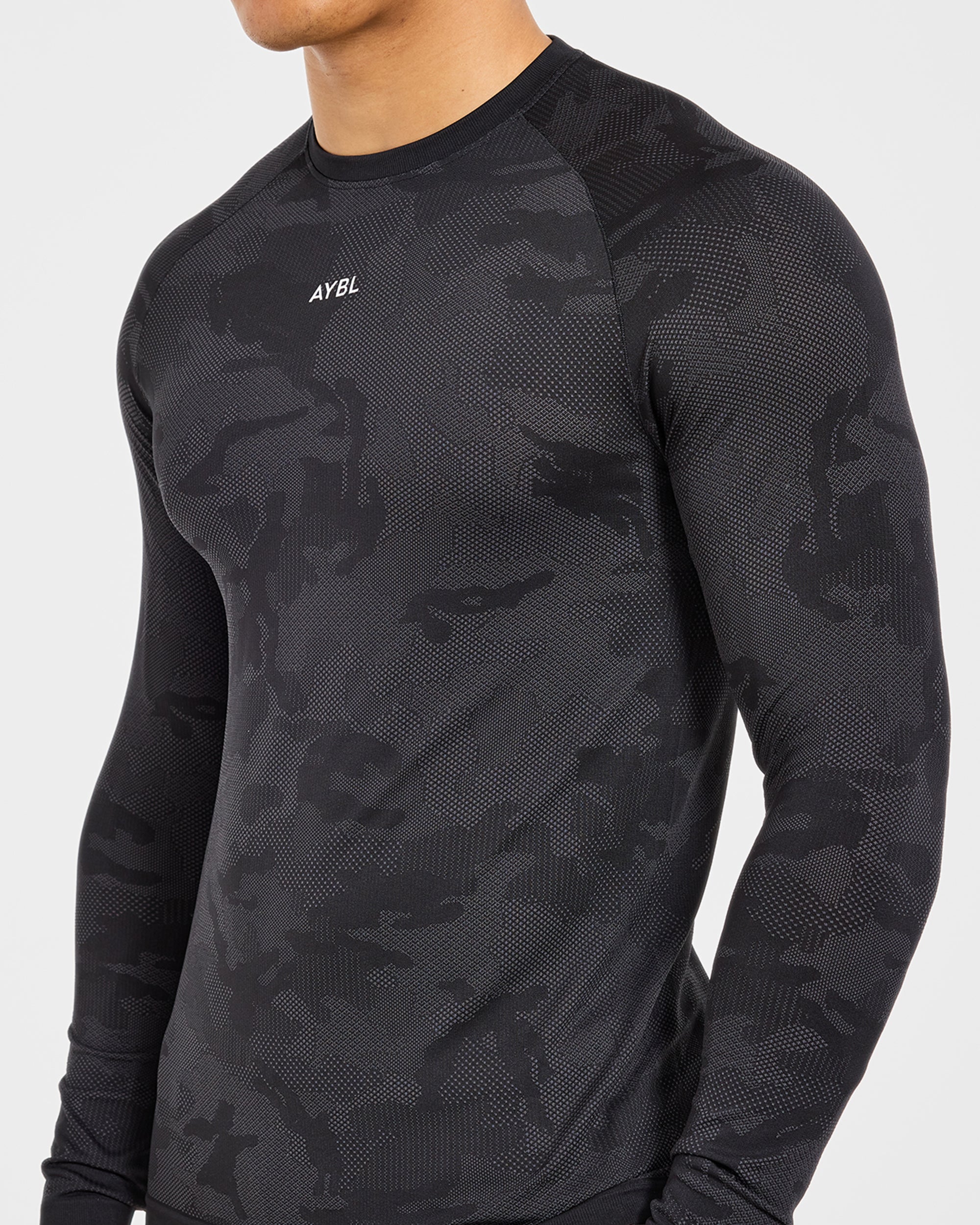 Camo Seamless Long Sleeve T Shirt - Zwart