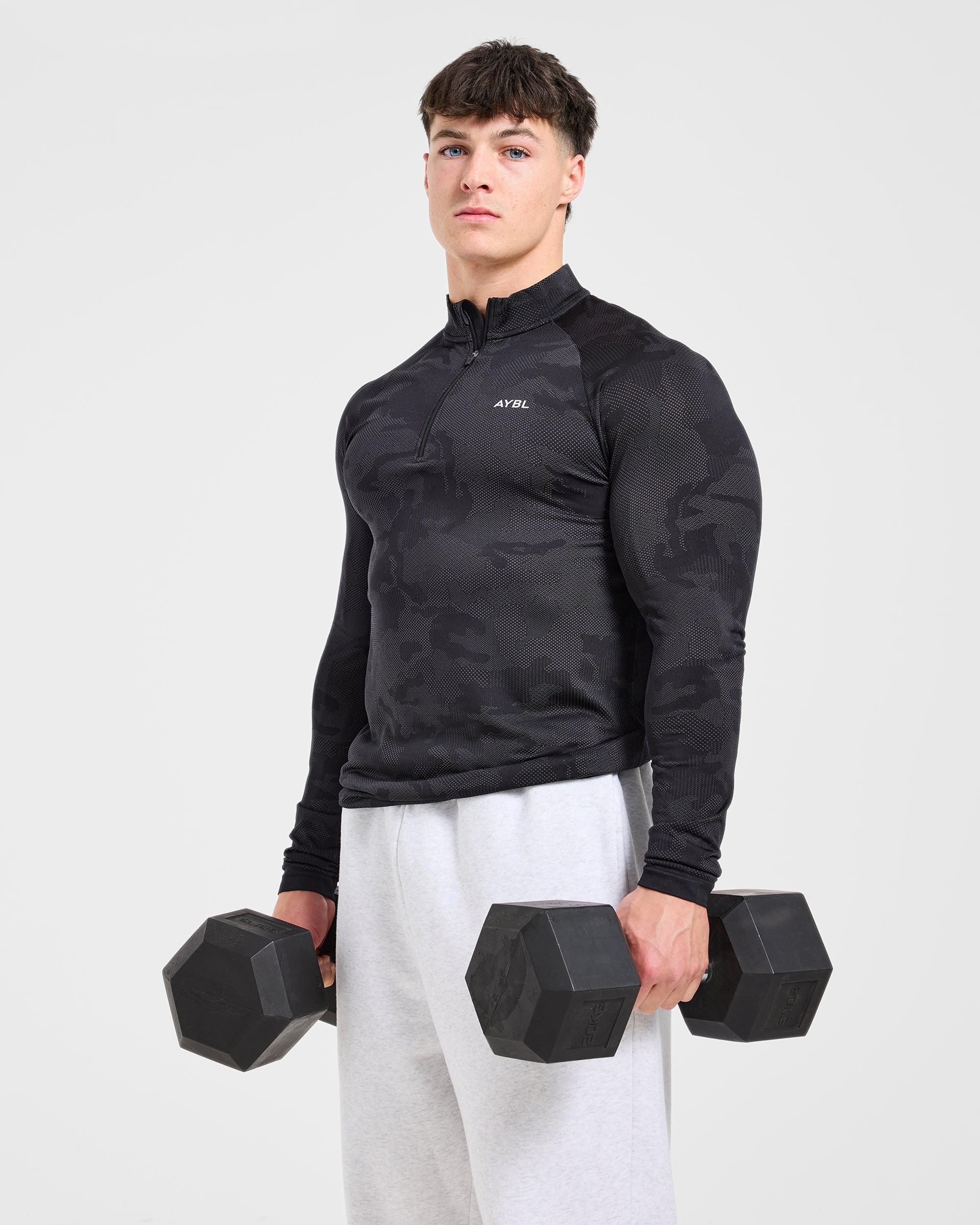 Camo Seamless 1/4 Zip Pullover - Zwart