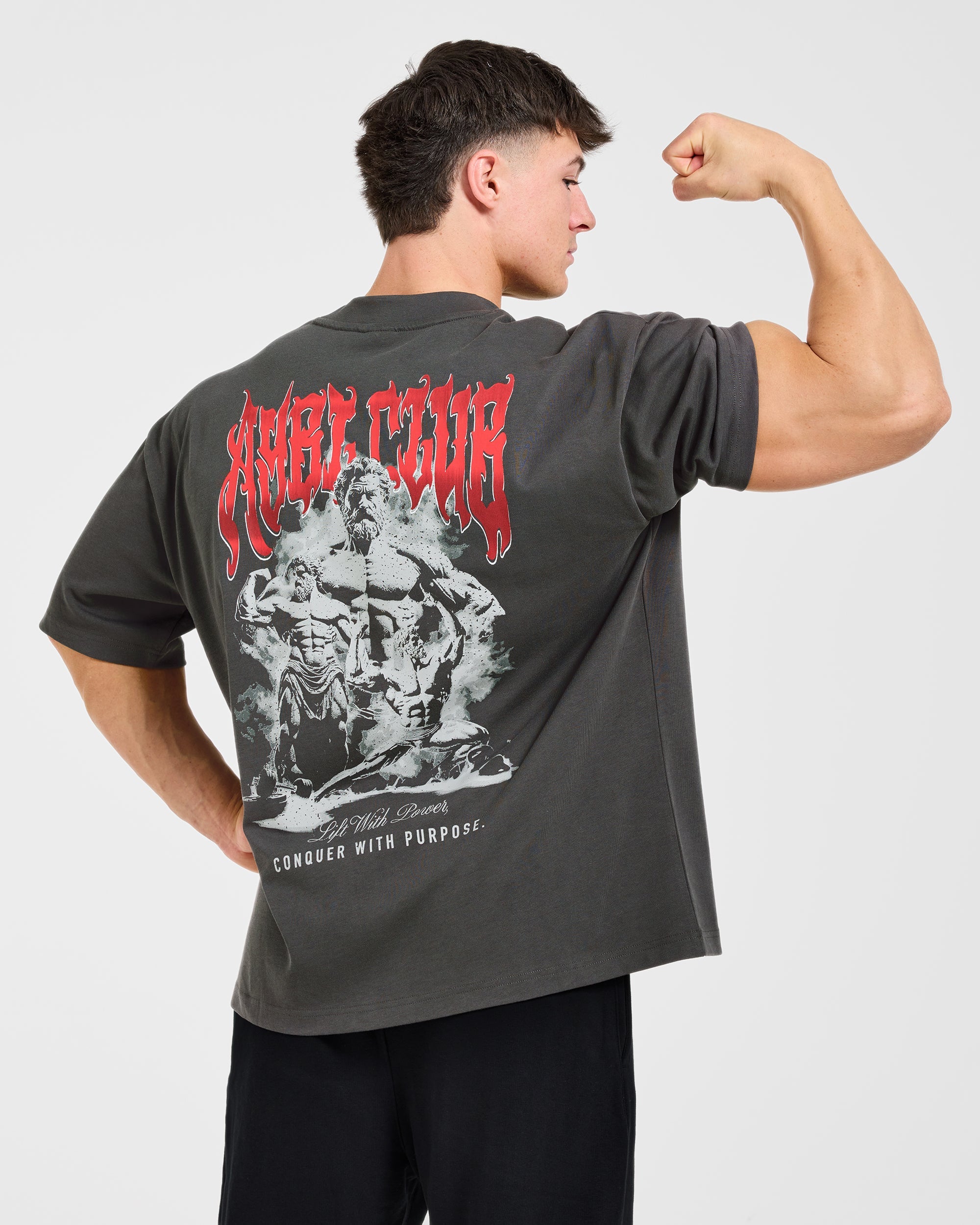 Lift Forge Oversized T Shirt - Charcoal/Rood