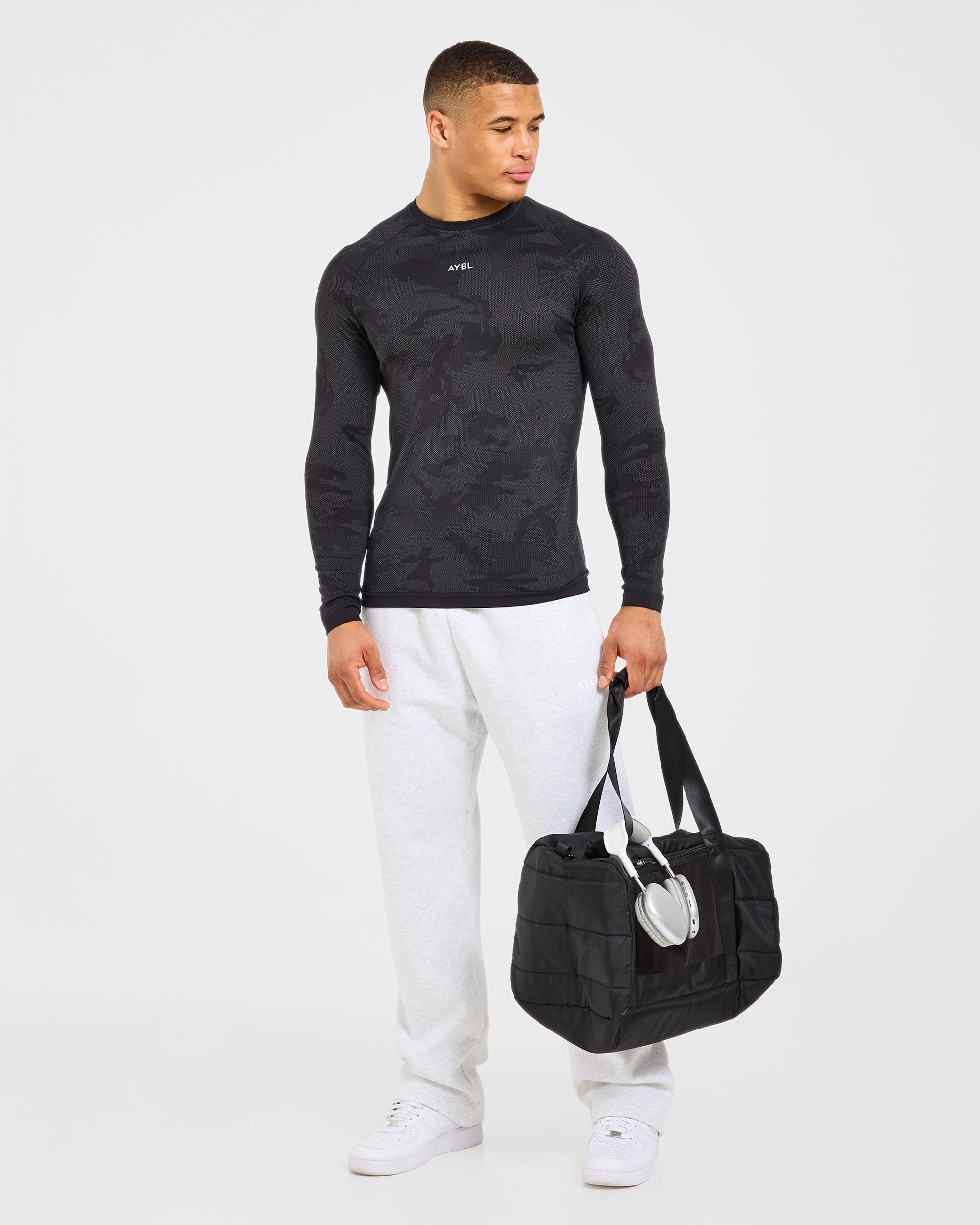 Camo Seamless Long Sleeve T Shirt - Zwart