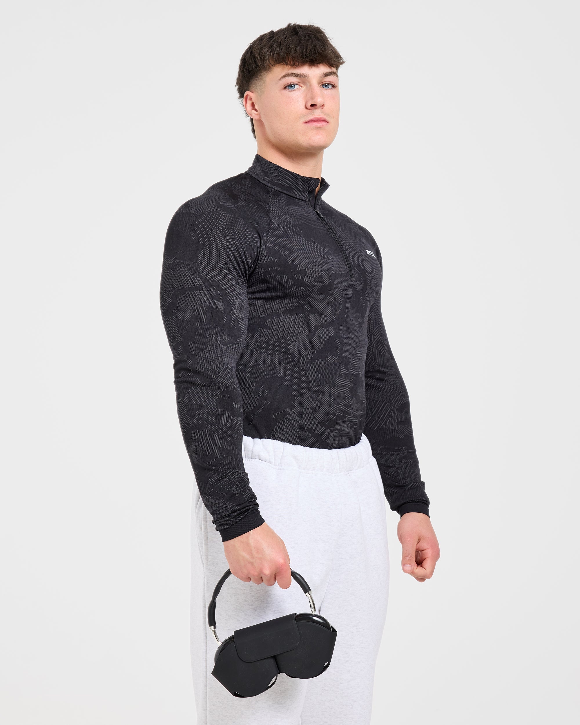 Camo Seamless 1/4 Zip Pullover - Zwart