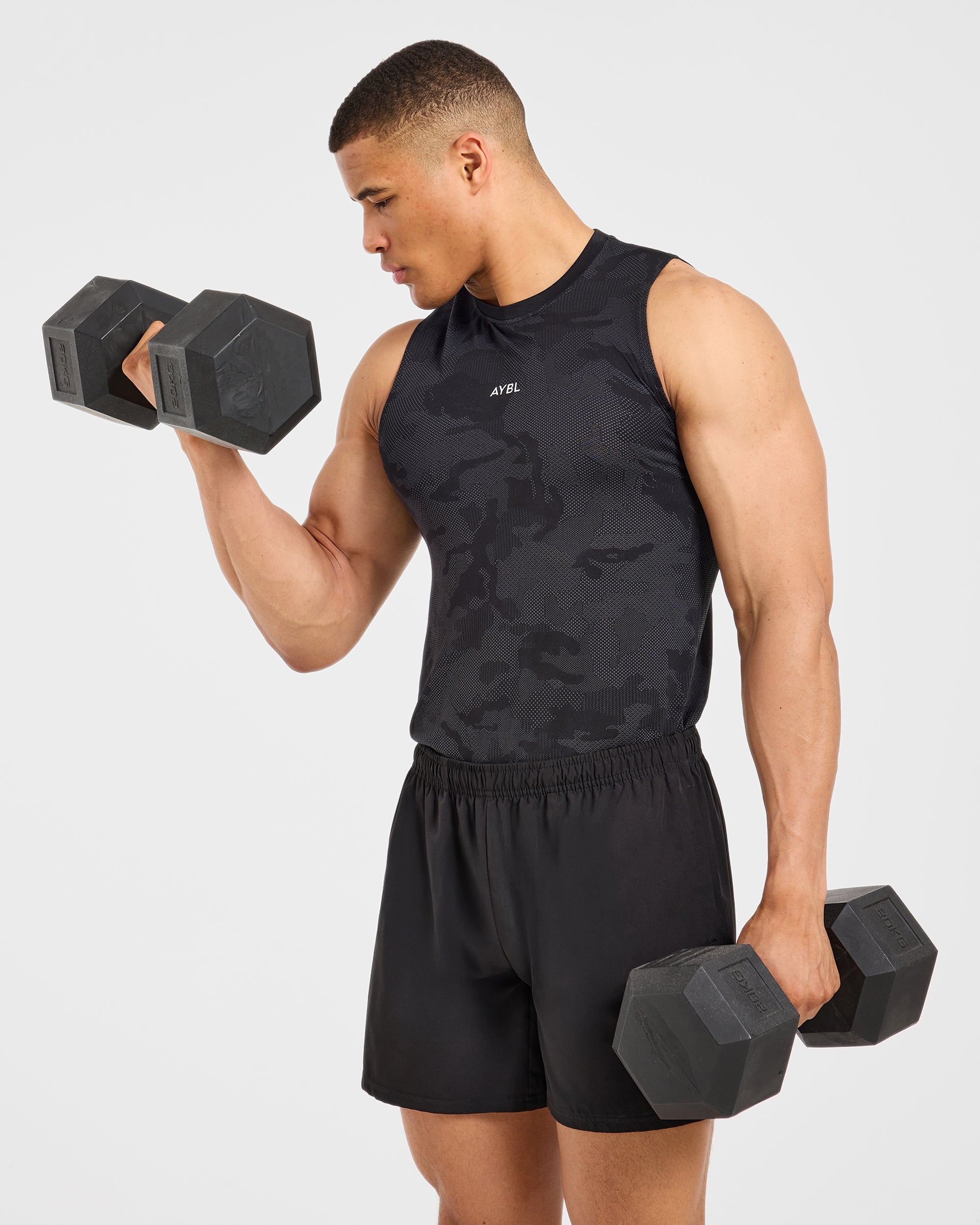 Camo Seamless Tank - Zwart