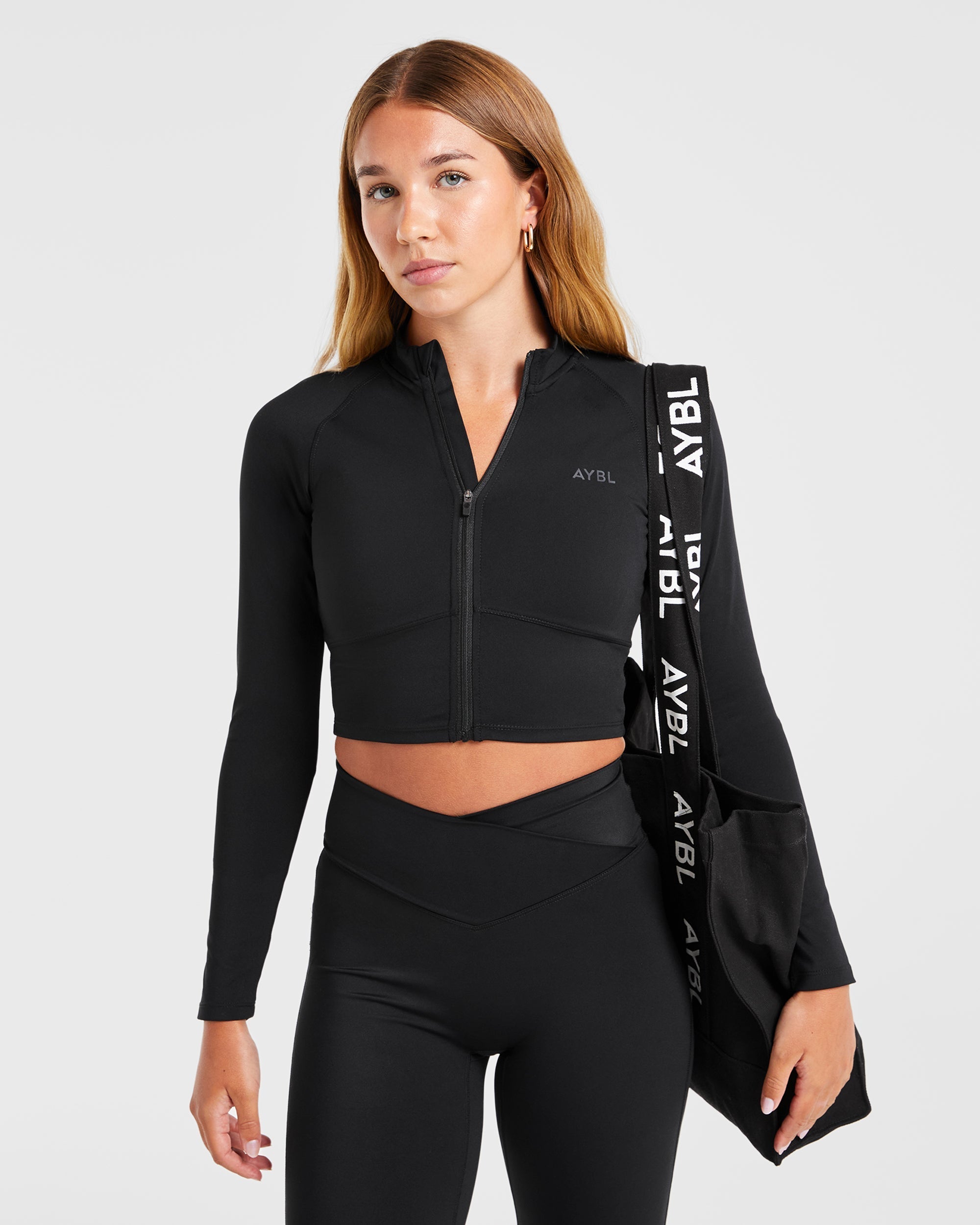 Sculpt Wrap Zip Up Jacket - Zwart