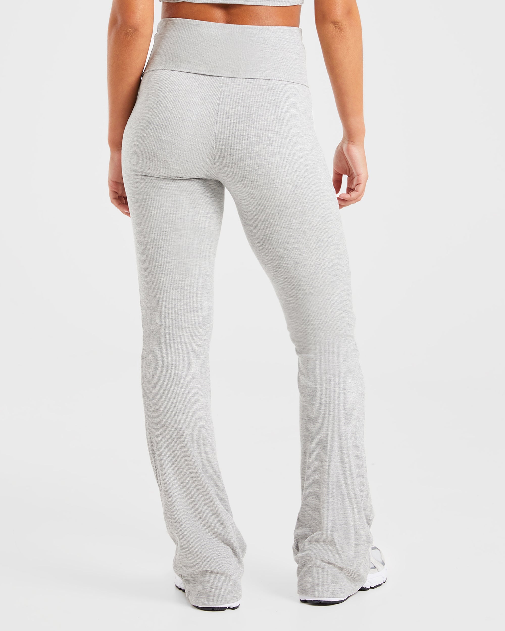 Lounge Ribbed Foldover Flared Leggings - Grijs Marl