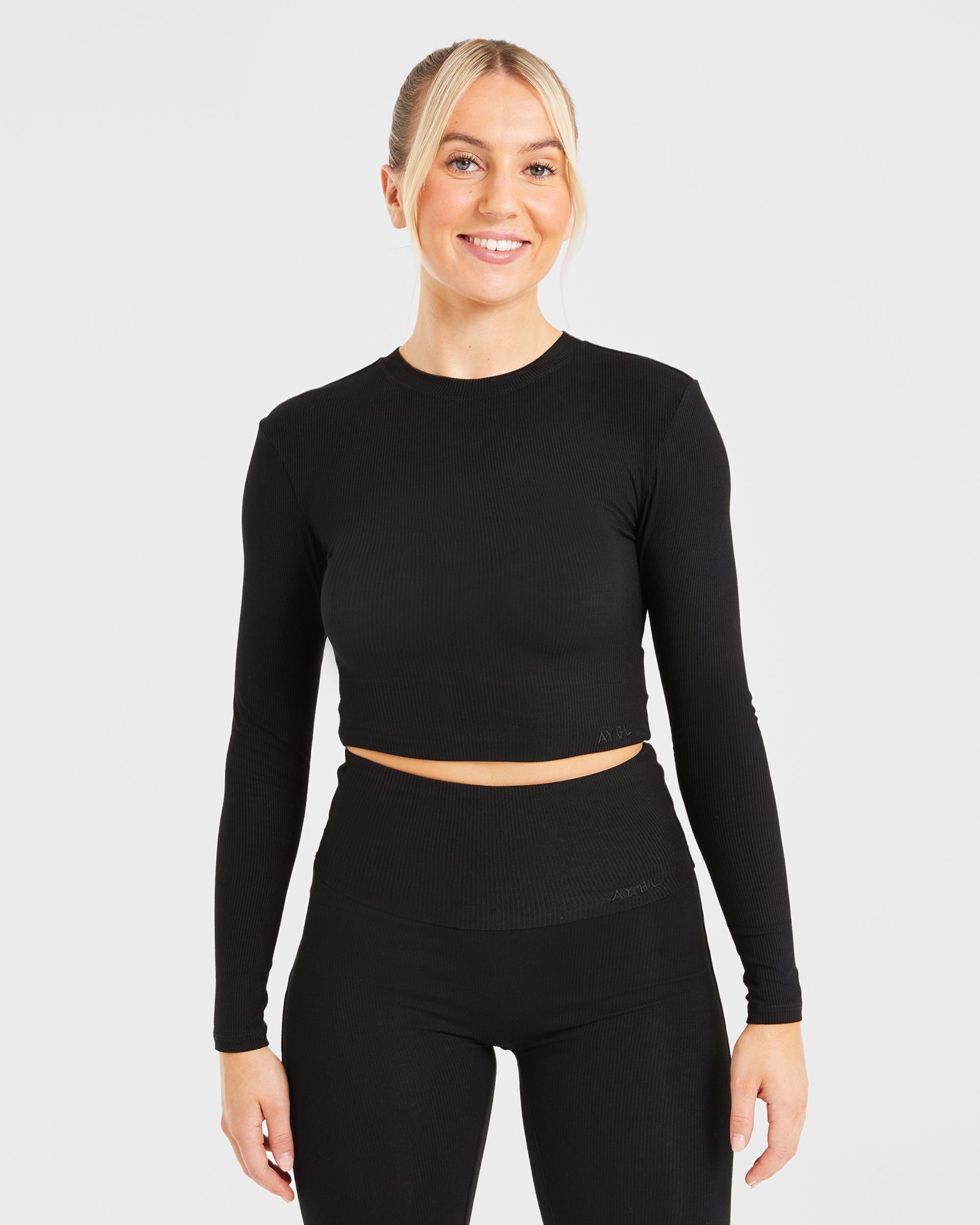 Lounge Ribbed Long Sleeve - Zwart