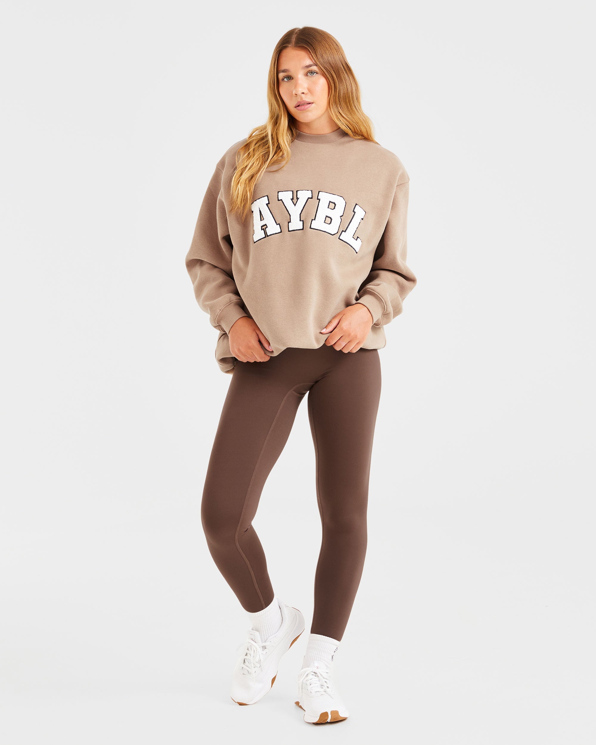 Varsity Oversized Sweatshirt - Latte Bruin