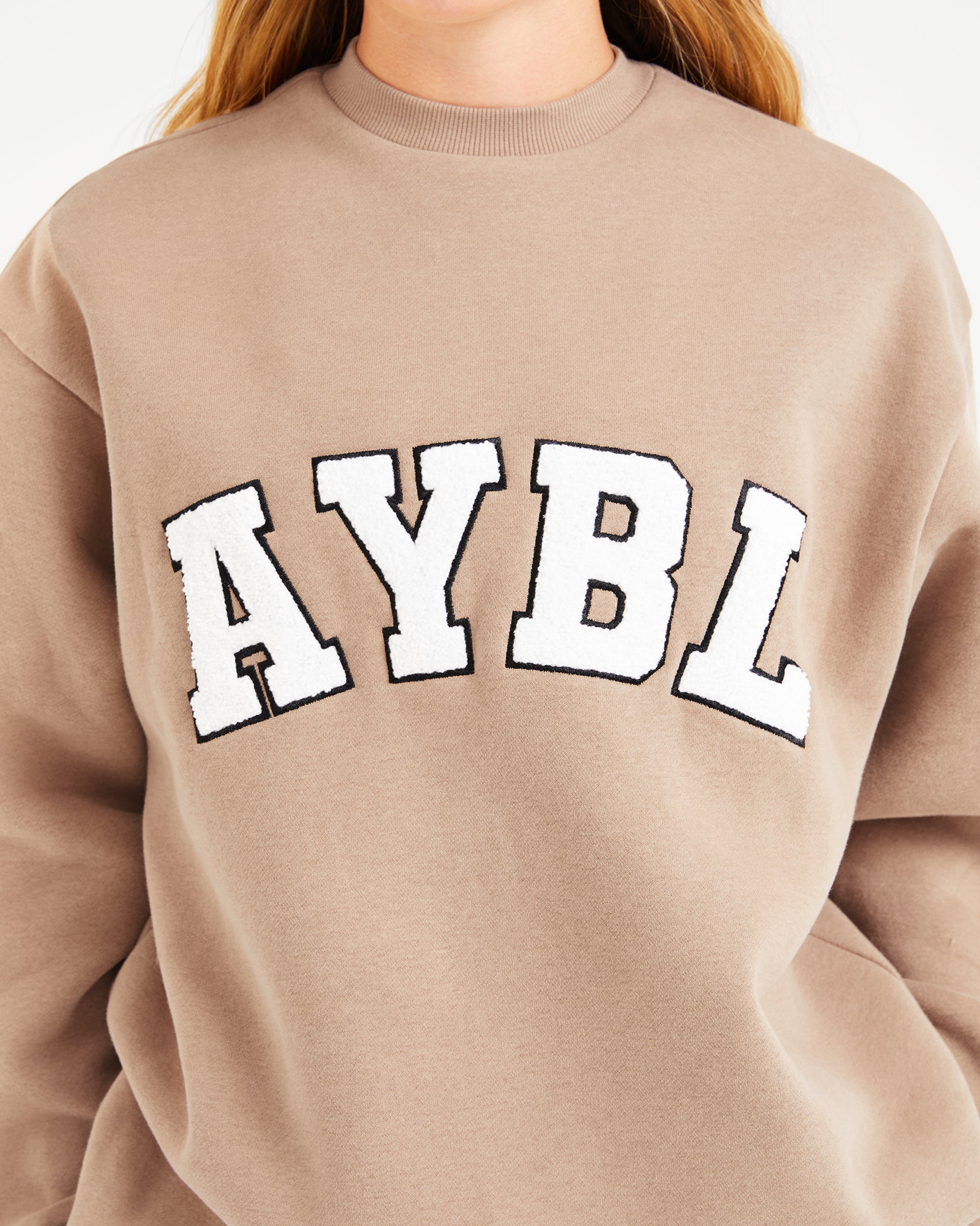 Varsity Oversized Sweatshirt - Latte Bruin