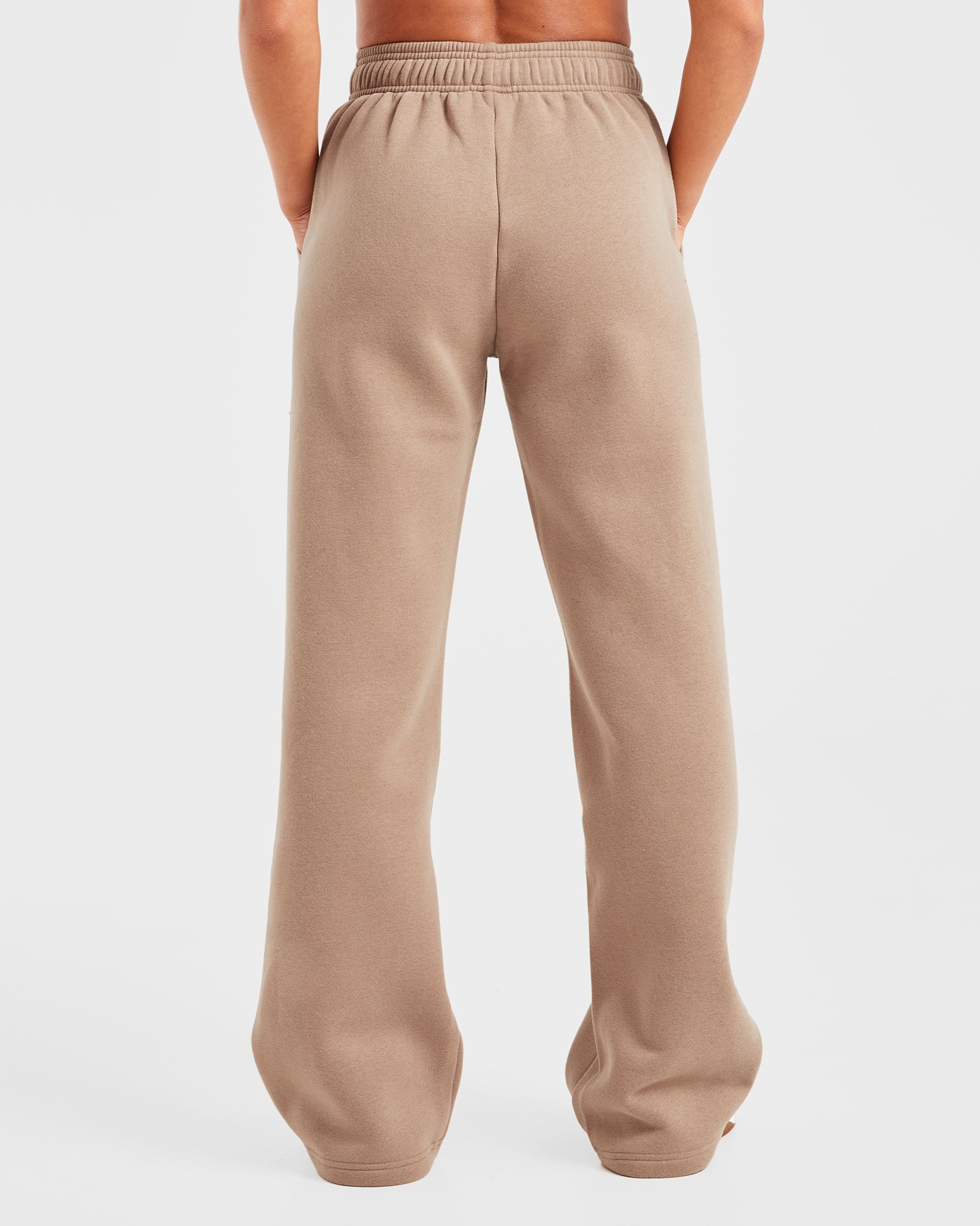 Varsity Oversized Straight Leg Joggers - Latte Bruin