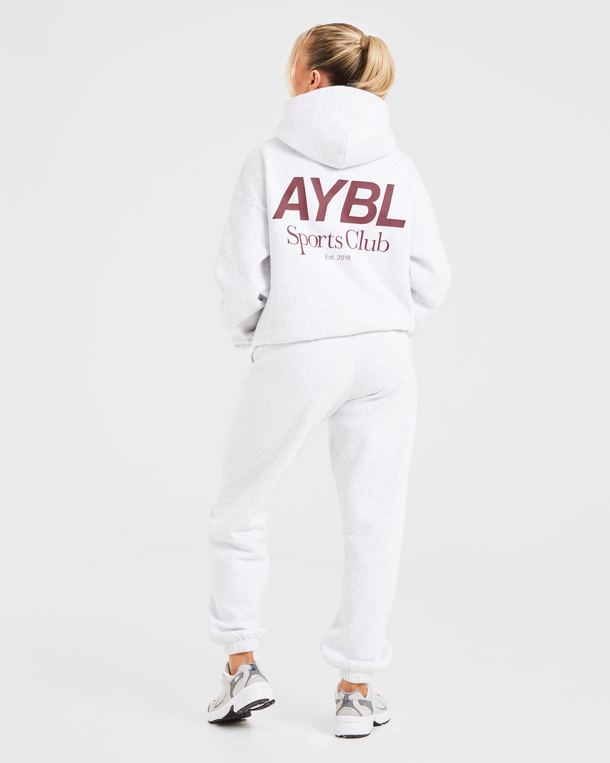 AYBL Sports Club Oversized Hoodie - Grijs Marl/Burgundy