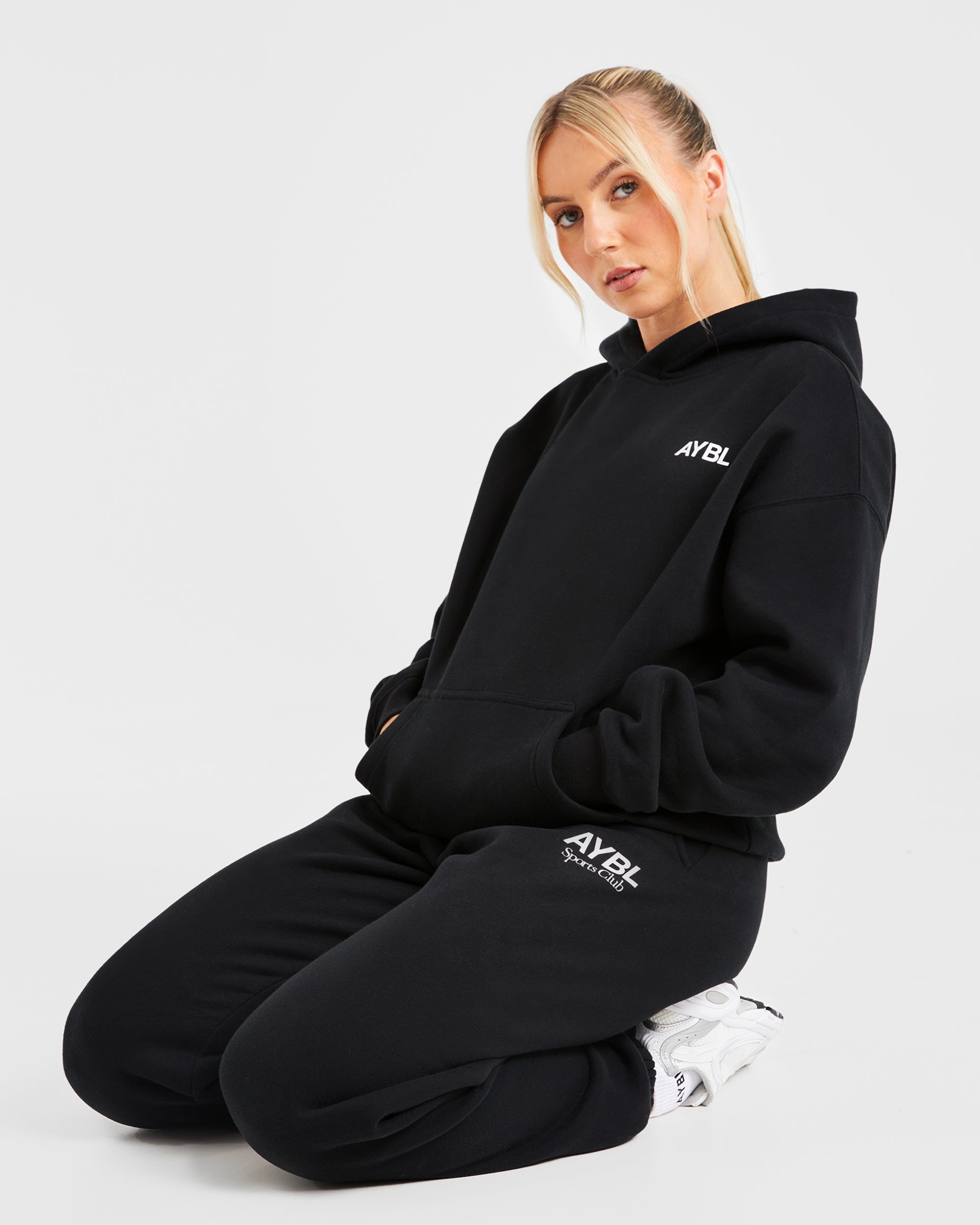 AYBL Sports Club Oversized Hoodie - Zwart/Wit