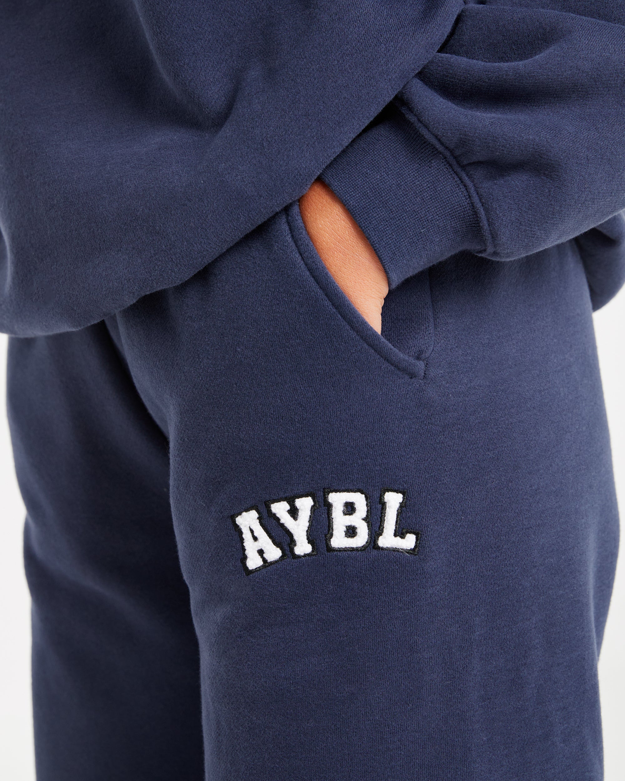 Varsity Oversized Straight Leg Joggers - Navy