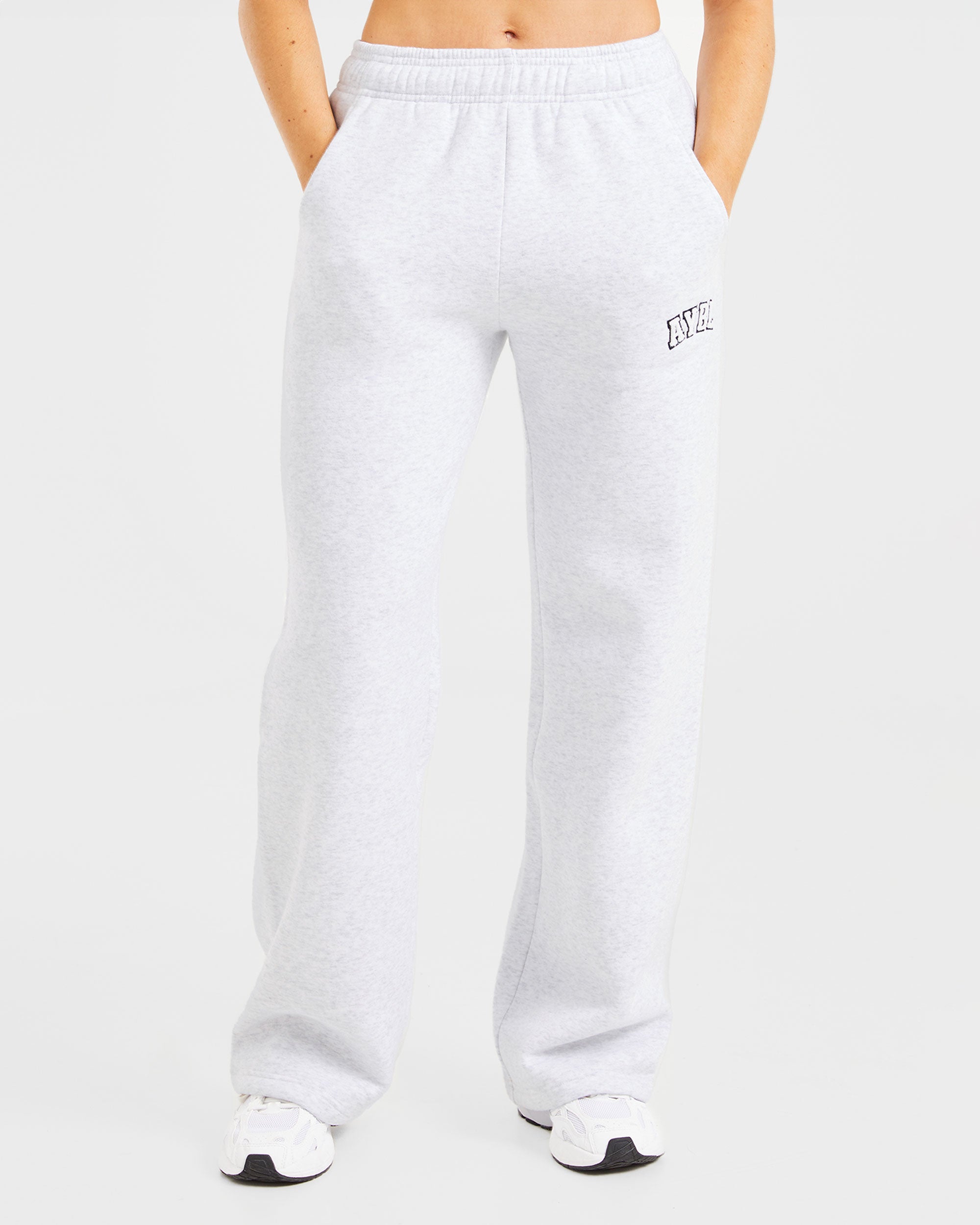 Varsity Oversized Straight Leg Joggers - Heather Grijs