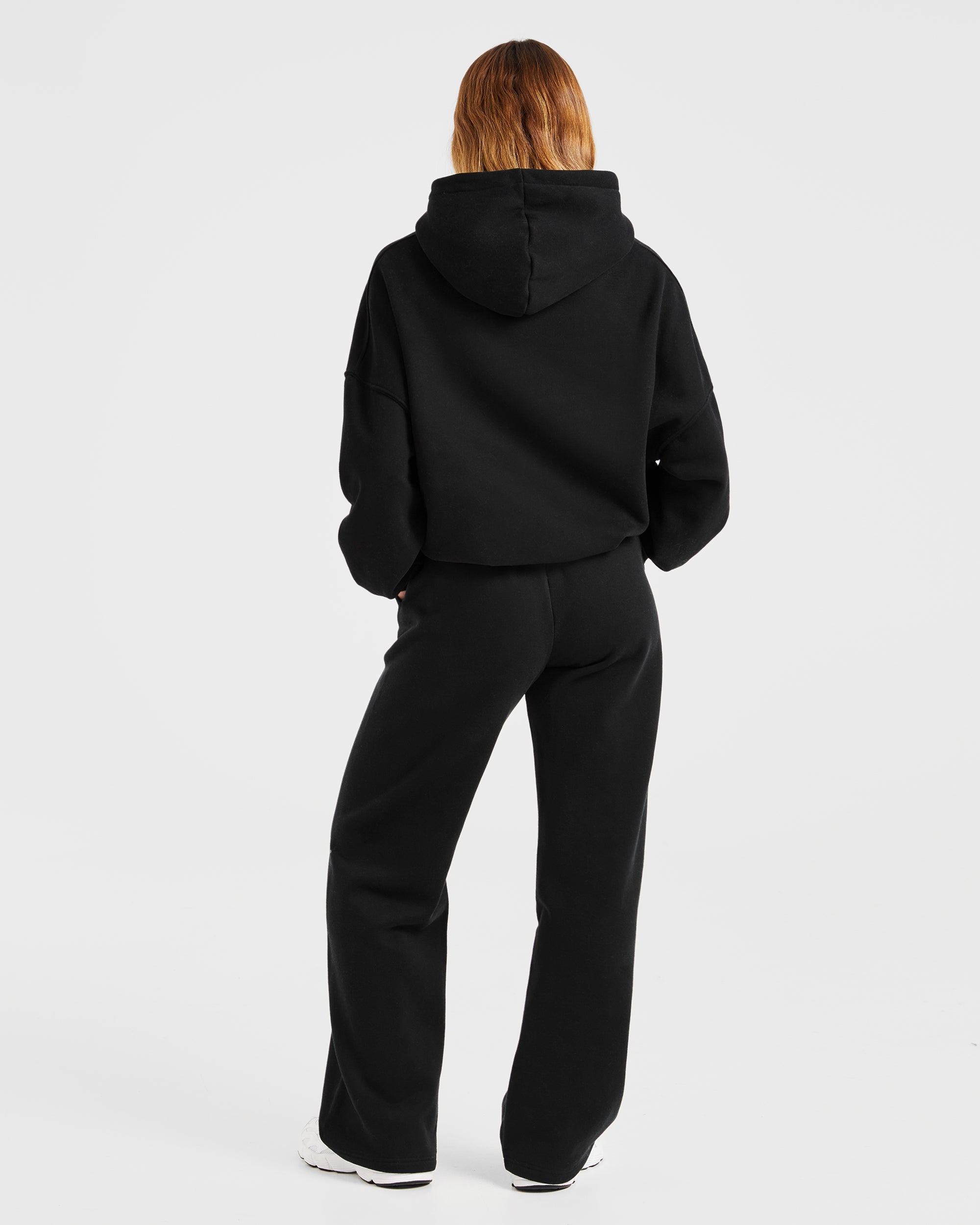 Varsity Oversized Straight Leg Joggers - Zwart