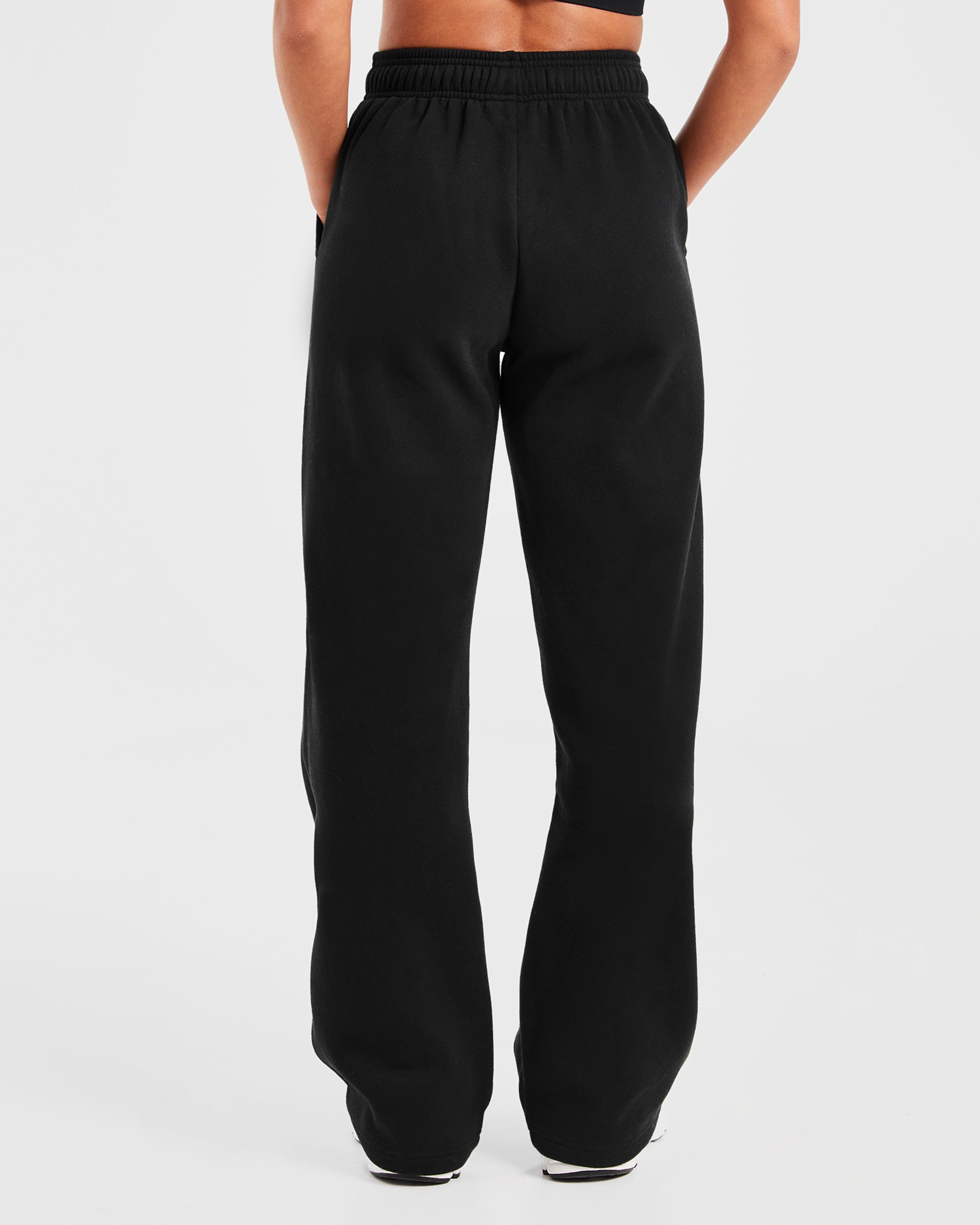 Varsity Oversized Straight Leg Joggers - Zwart