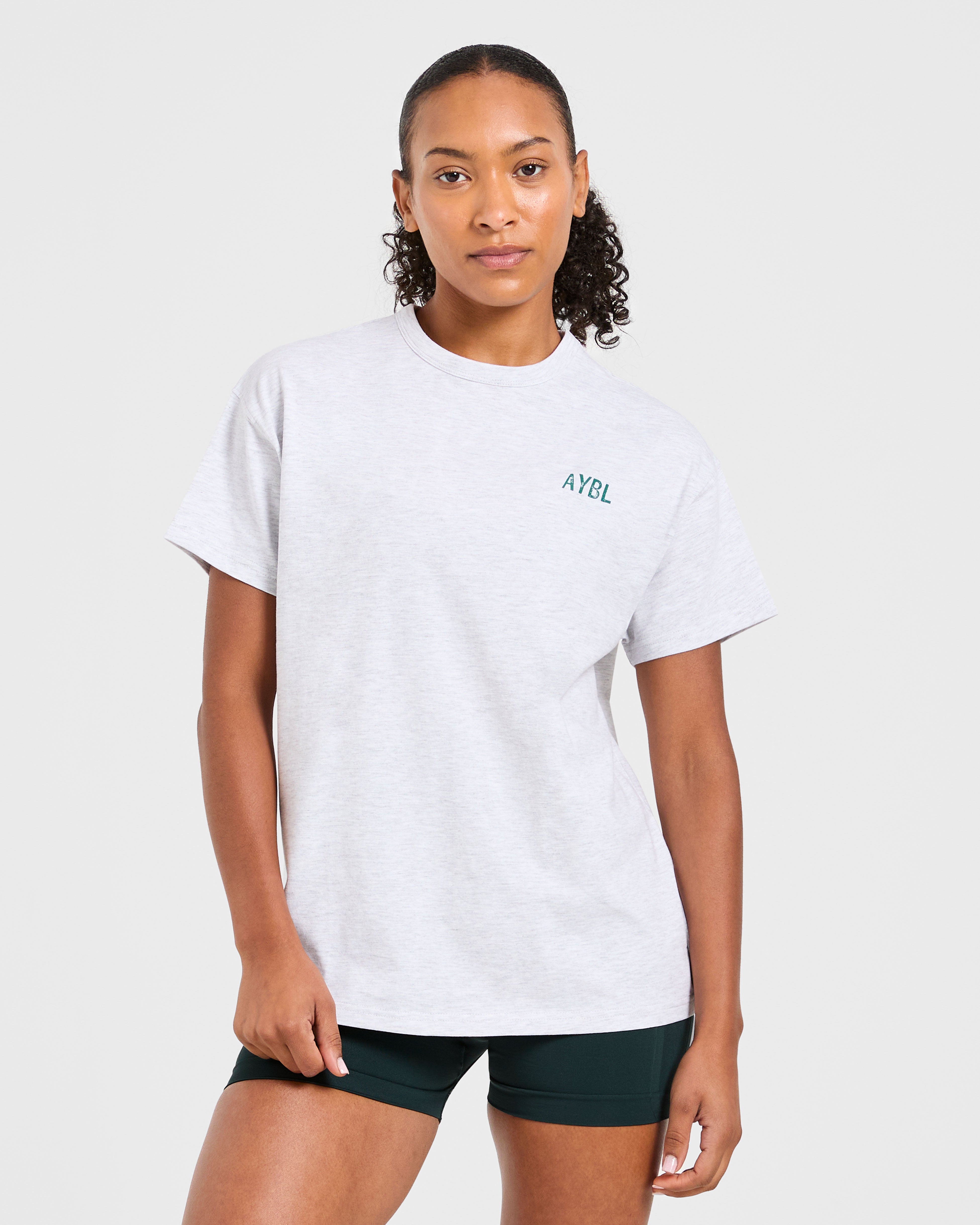 Strong Women Graphic Oversized T Shirt - Grijs Marl/Groen