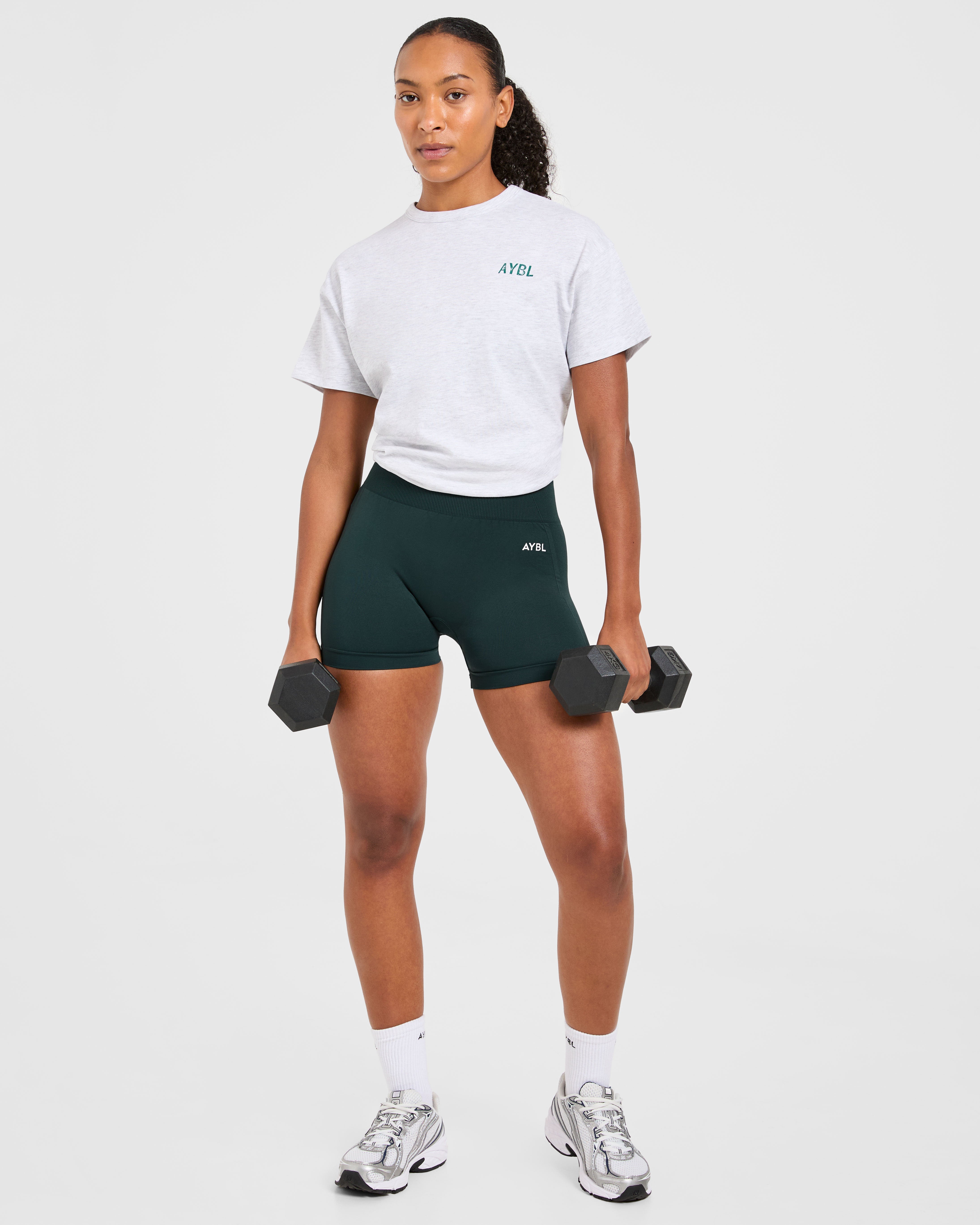 Strong Women Graphic Oversized T Shirt - Grijs Marl/Groen