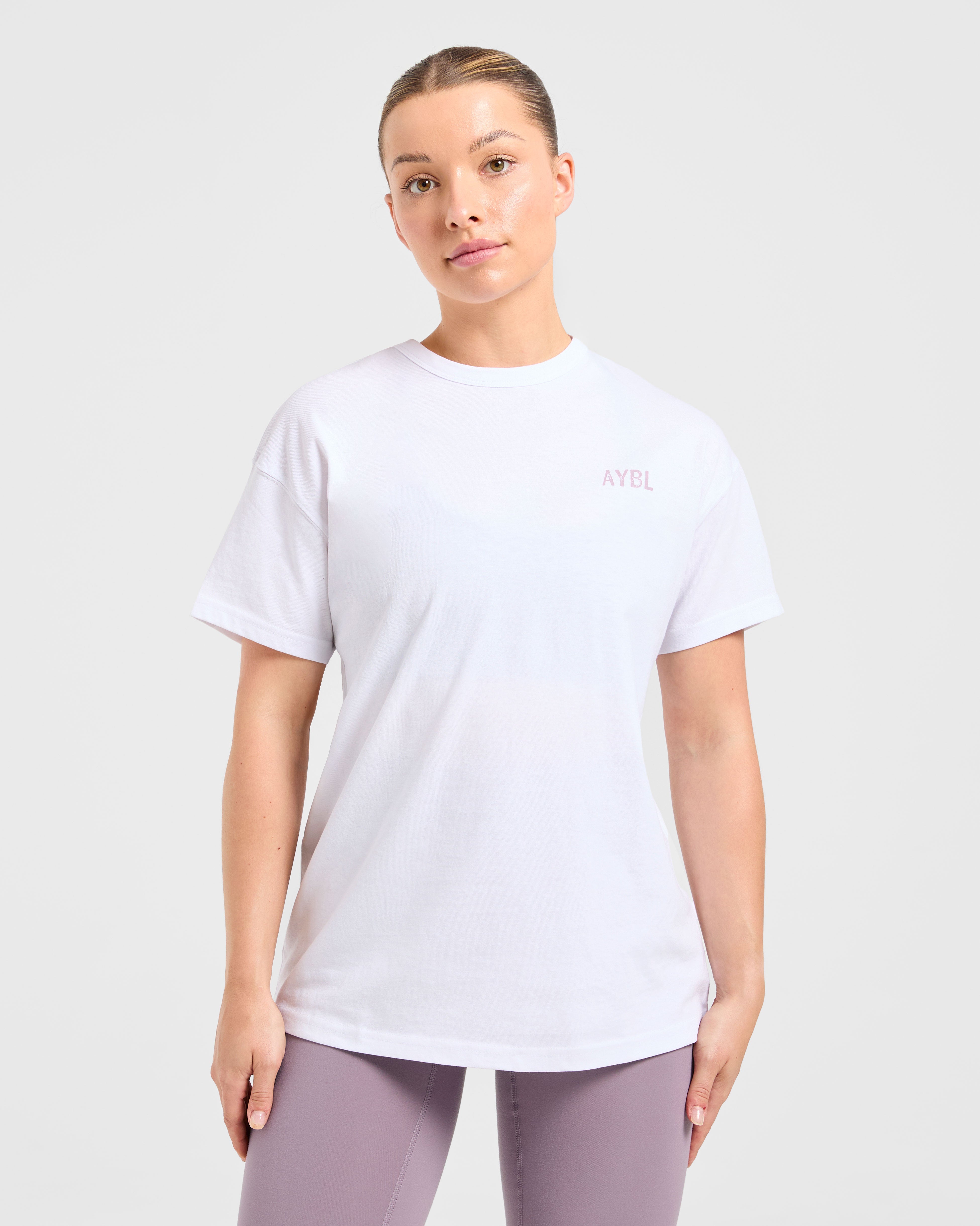 Strong Women Graphic Oversized T Shirt - Wit/Lila