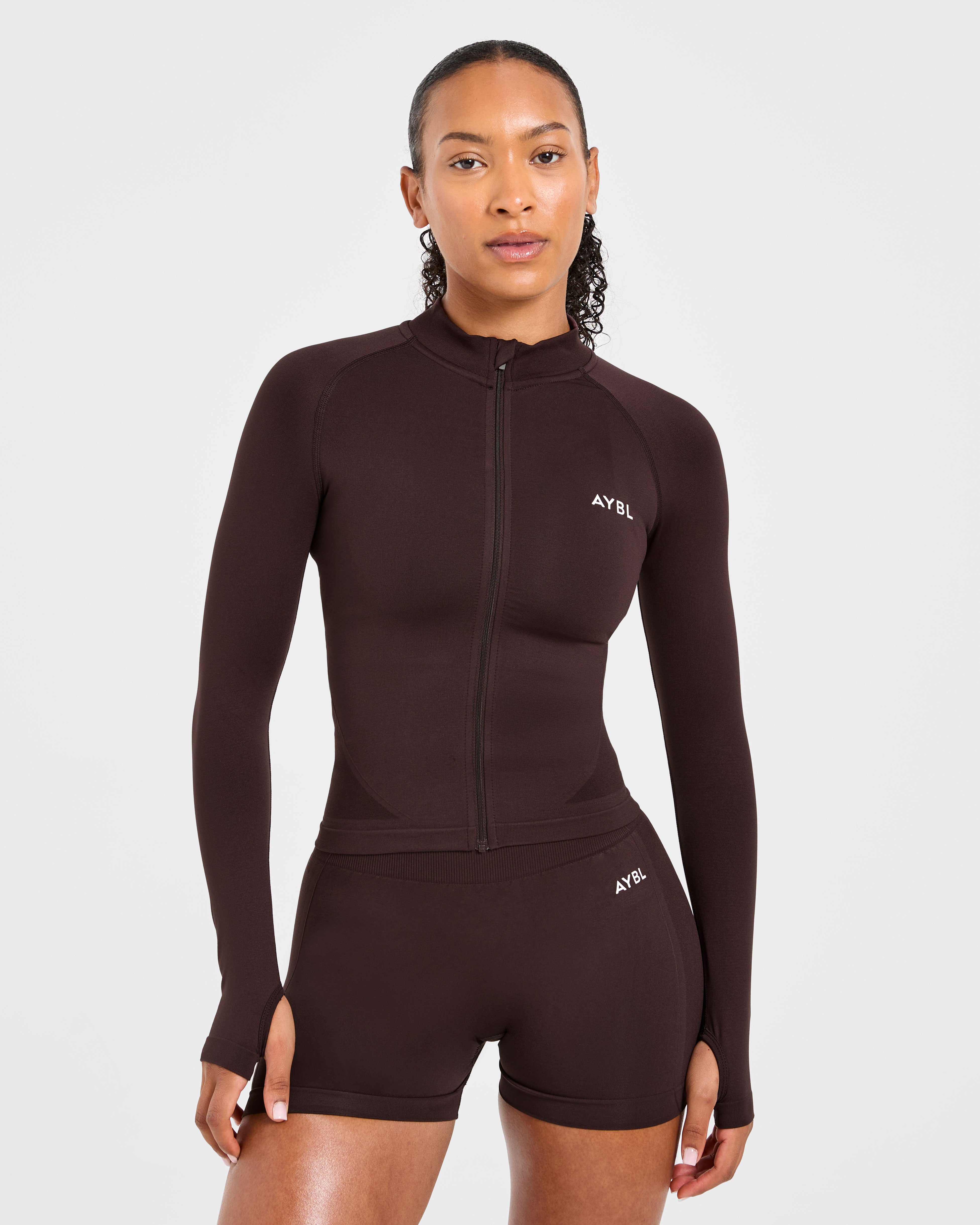 Empower Seamless Full Zip Jacket - Cocoa Bruin