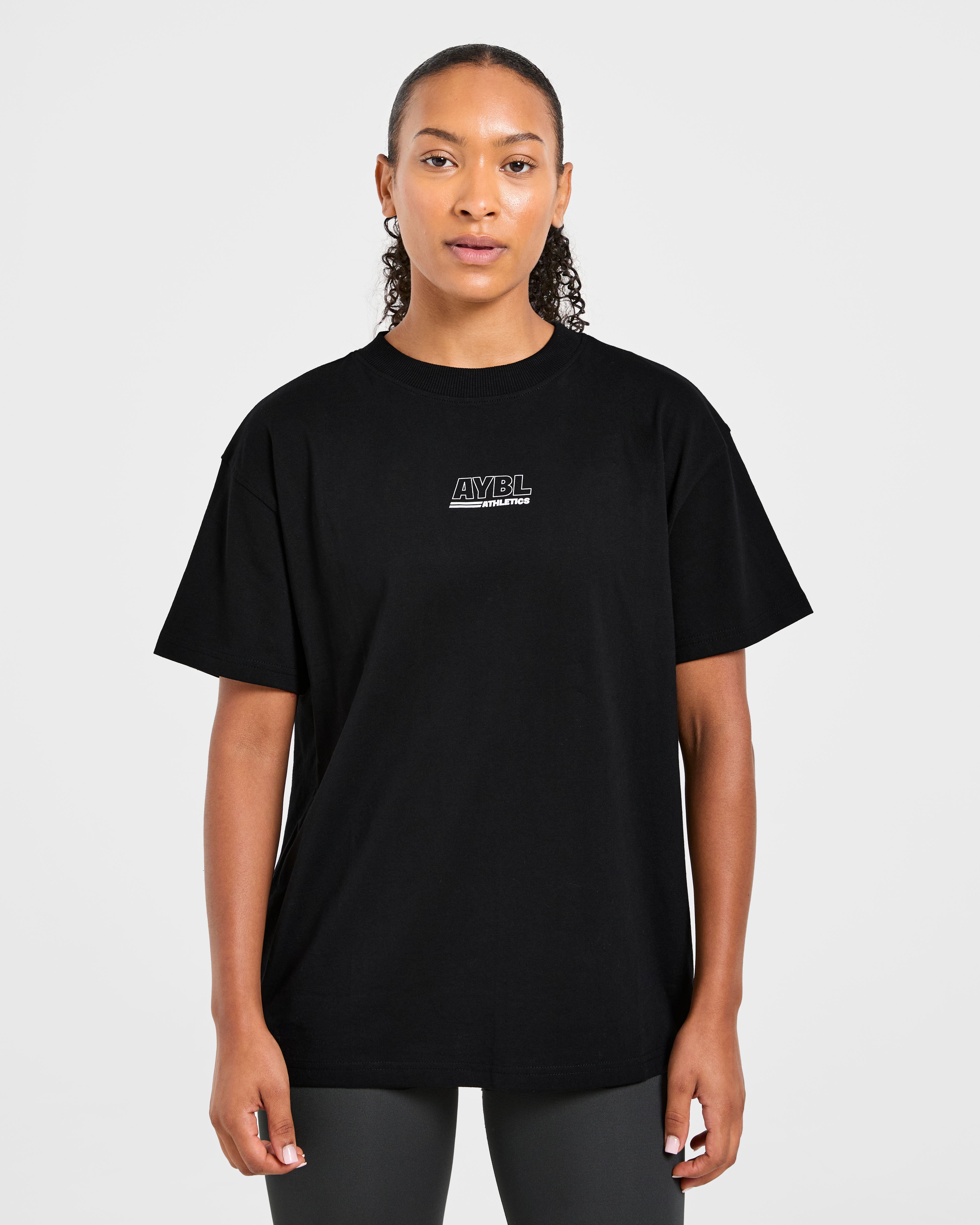 Athletics Track Oversized T Shirt - Zwart/Wit