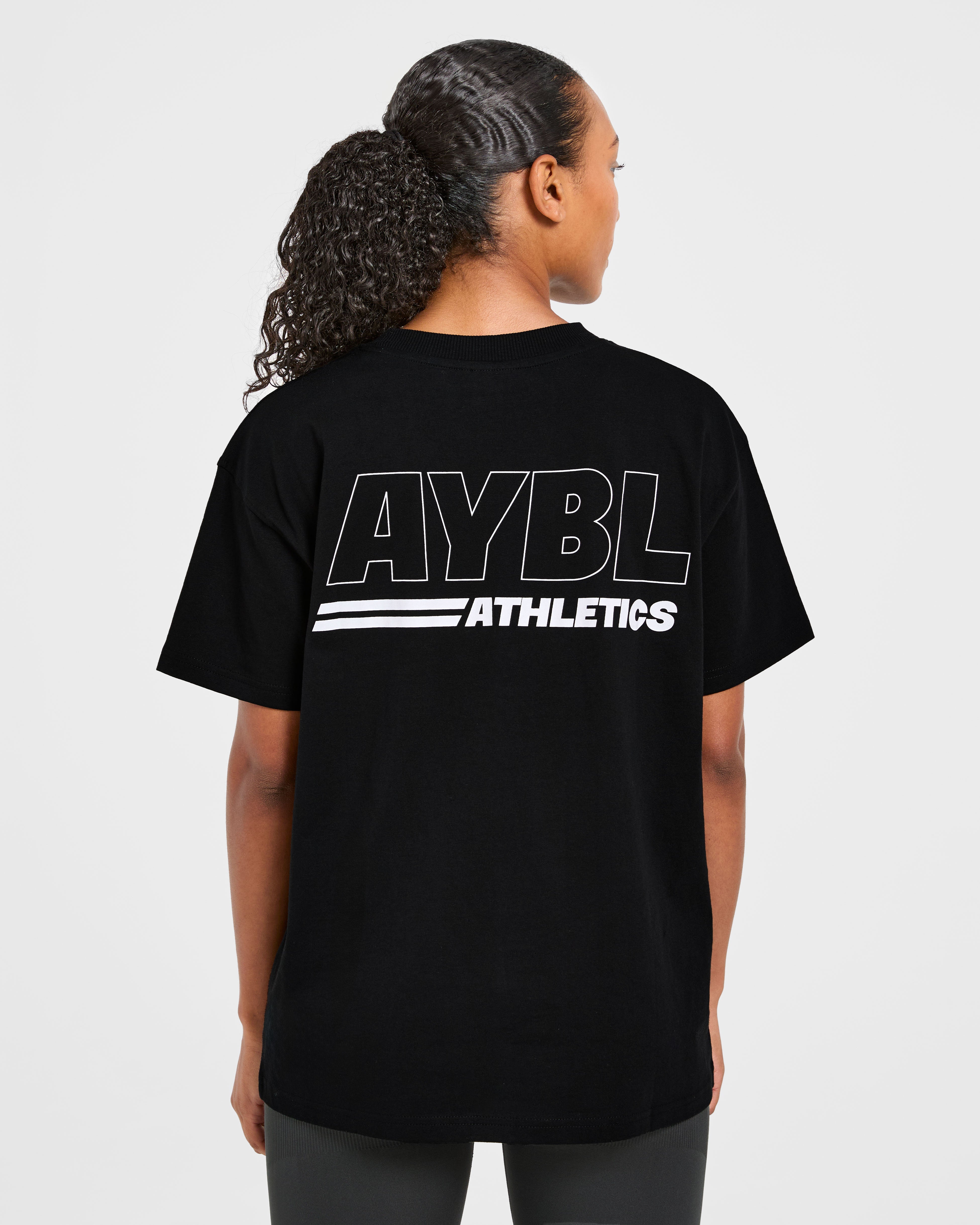 Athletics Track Oversized T Shirt - Zwart/Wit