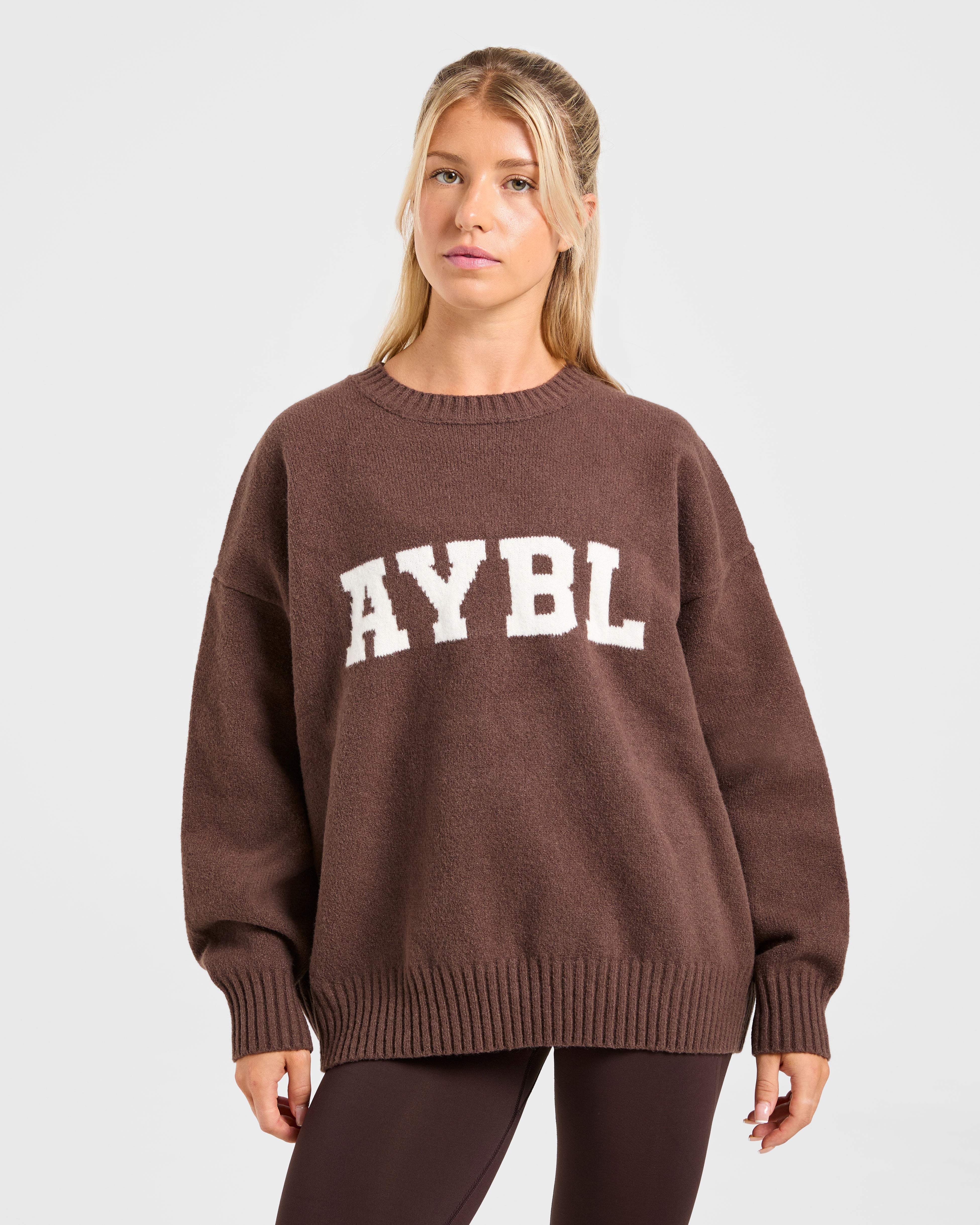 Varsity Oversized Knitted Sweater - Bruin