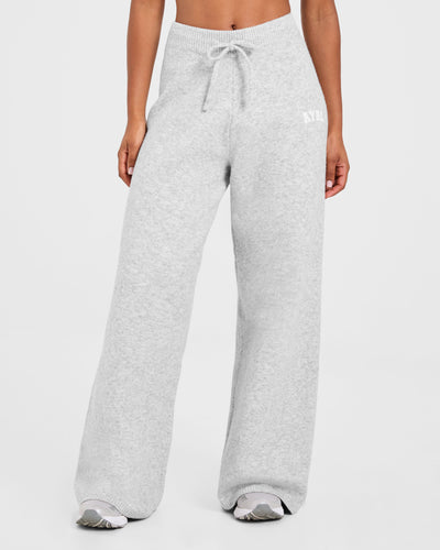 Varsity Oversized Knitted Joggers - Grijs Marl