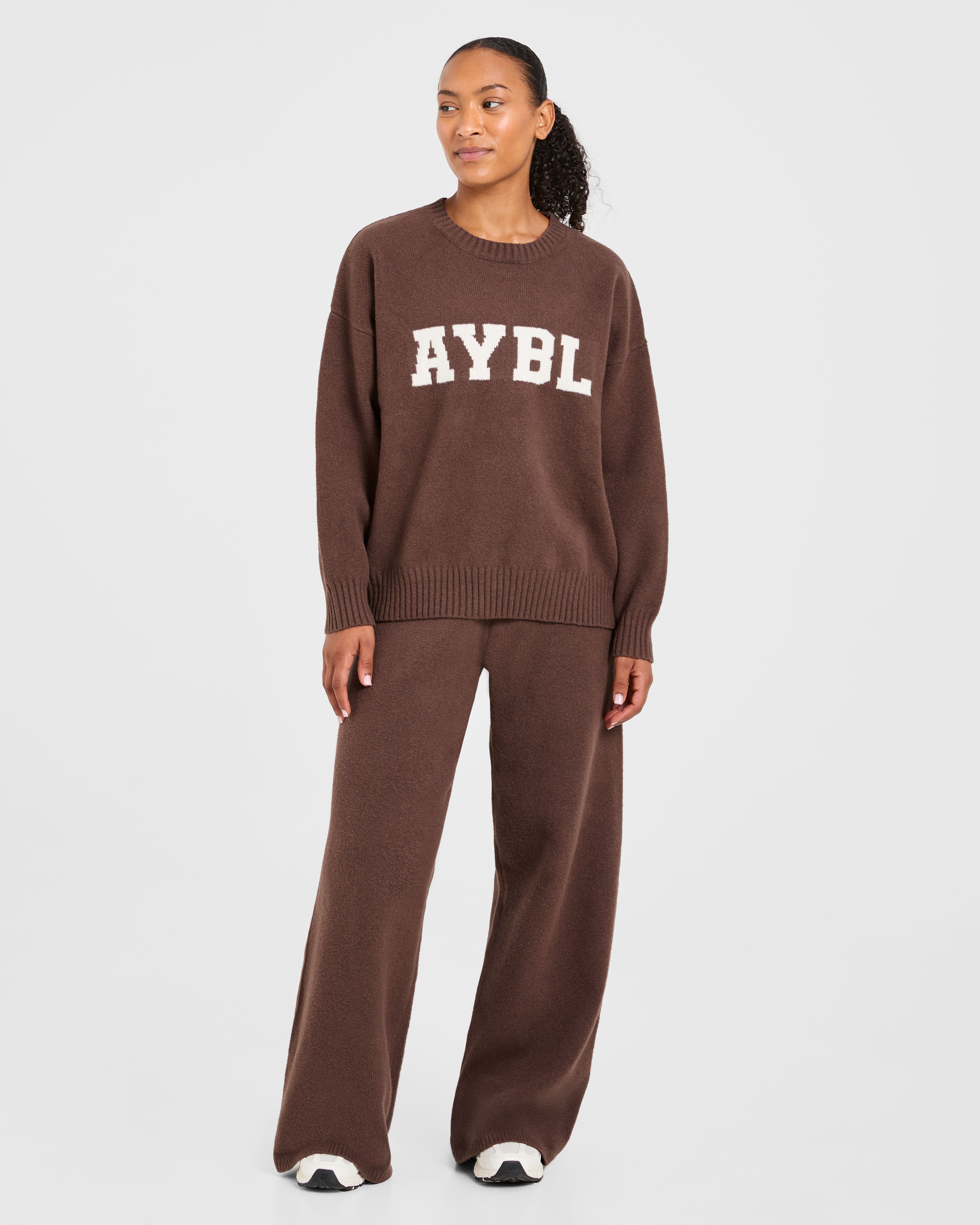 Varsity Oversized Knitted Joggers - Bruin