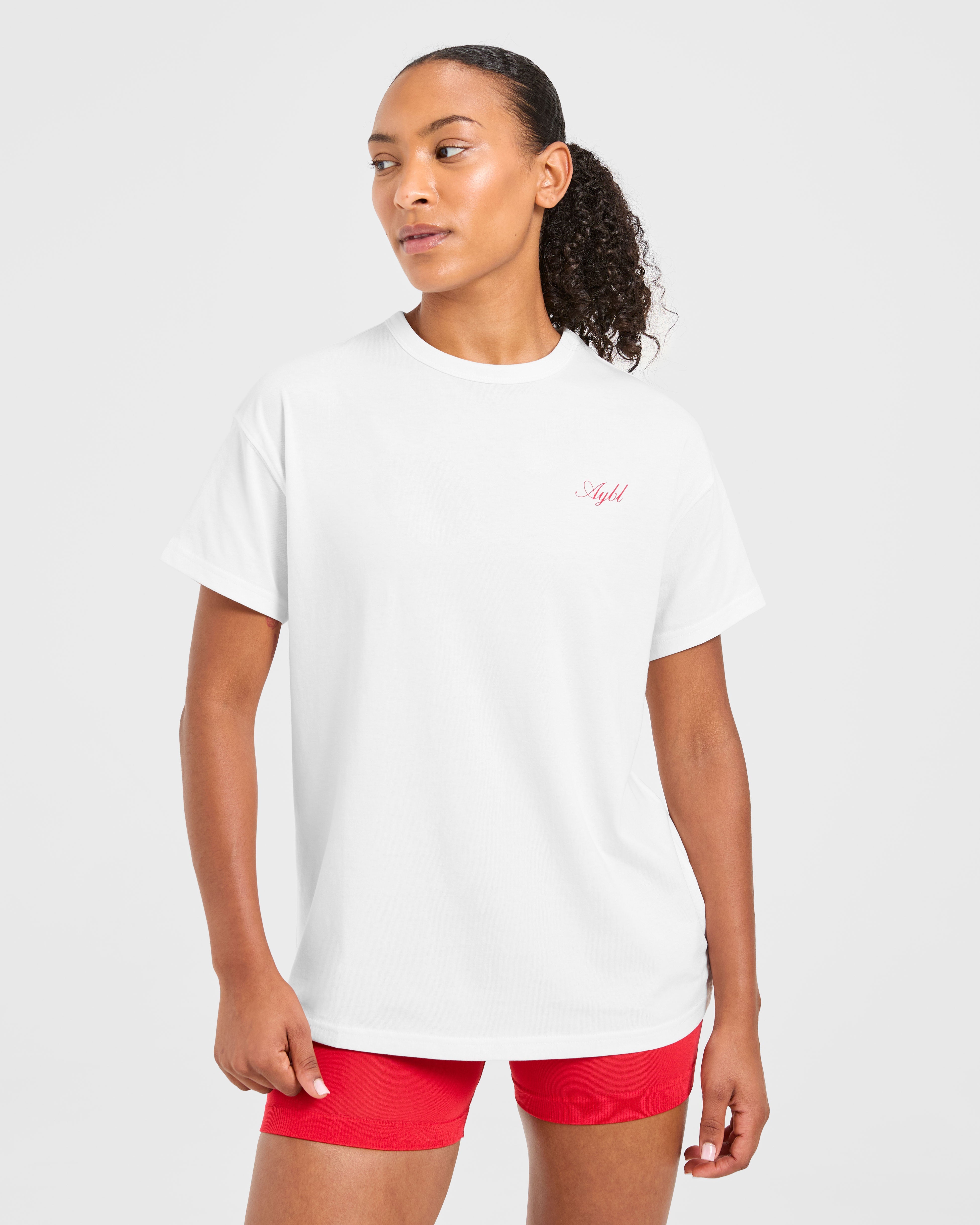 Athletics Sport Dept Oversized T Shirt - Wit/Rood