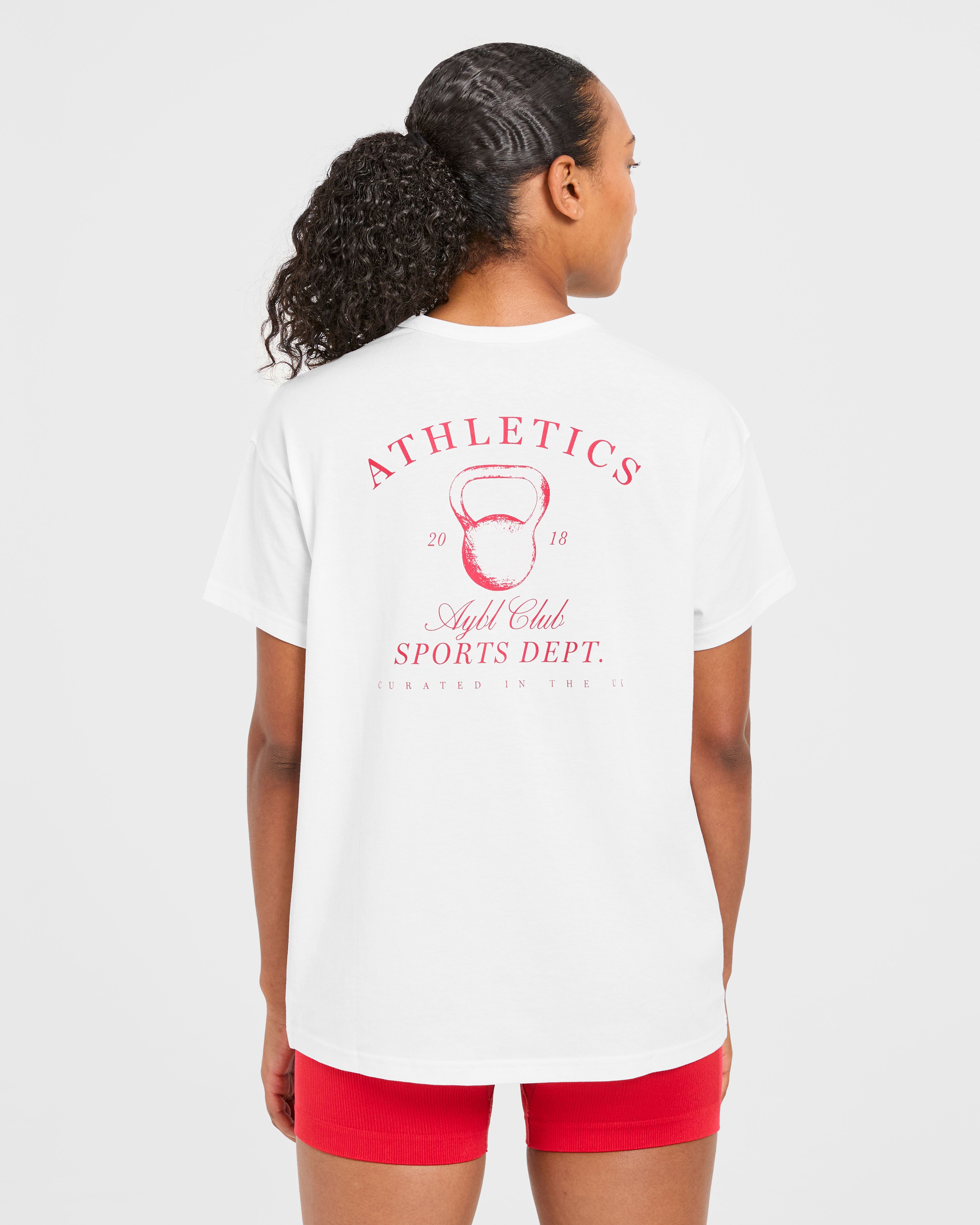 Athletics Sport Dept Oversized T Shirt - Wit/Rood