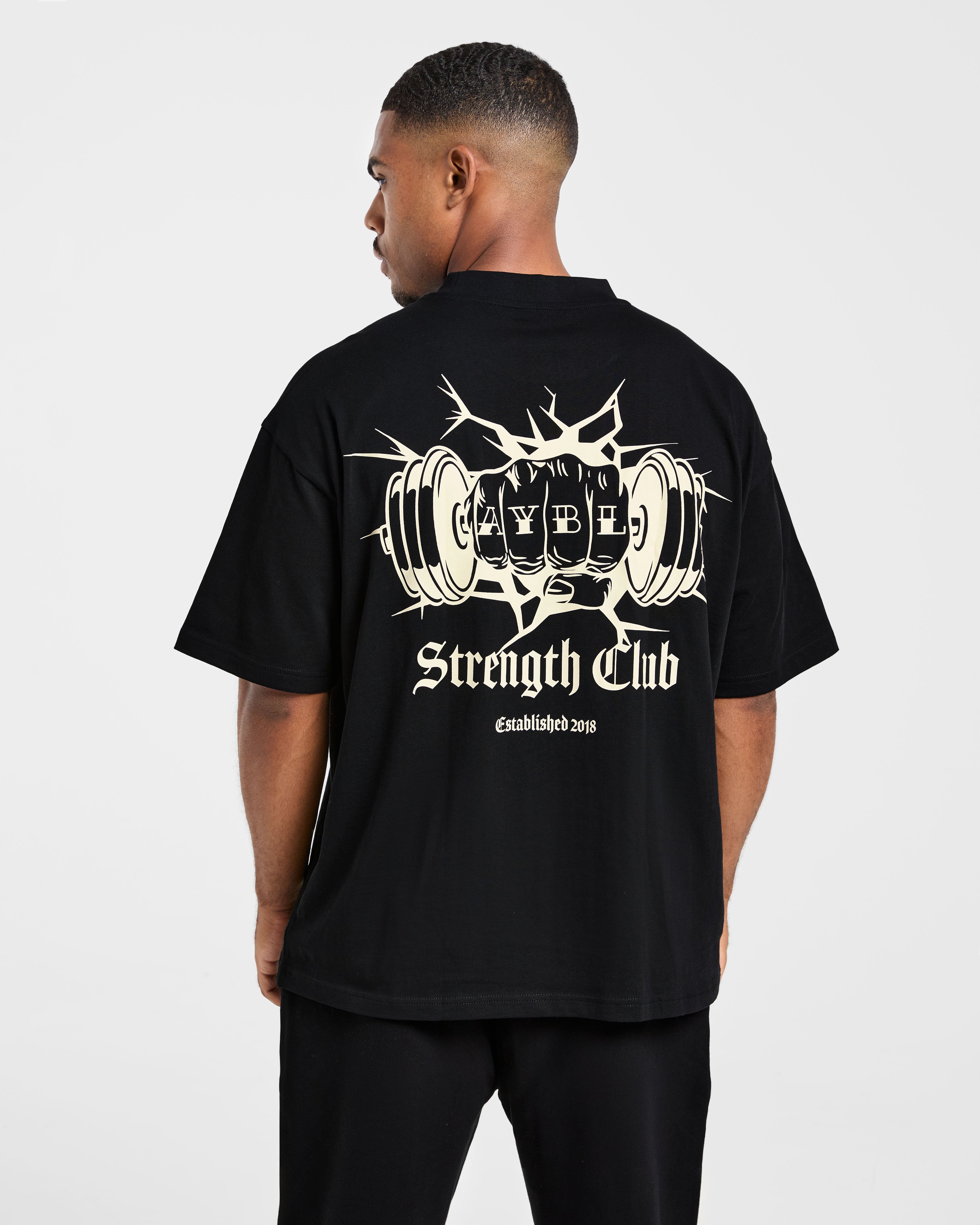 AYBL Strength Club Oversized T Shirt - Zwart