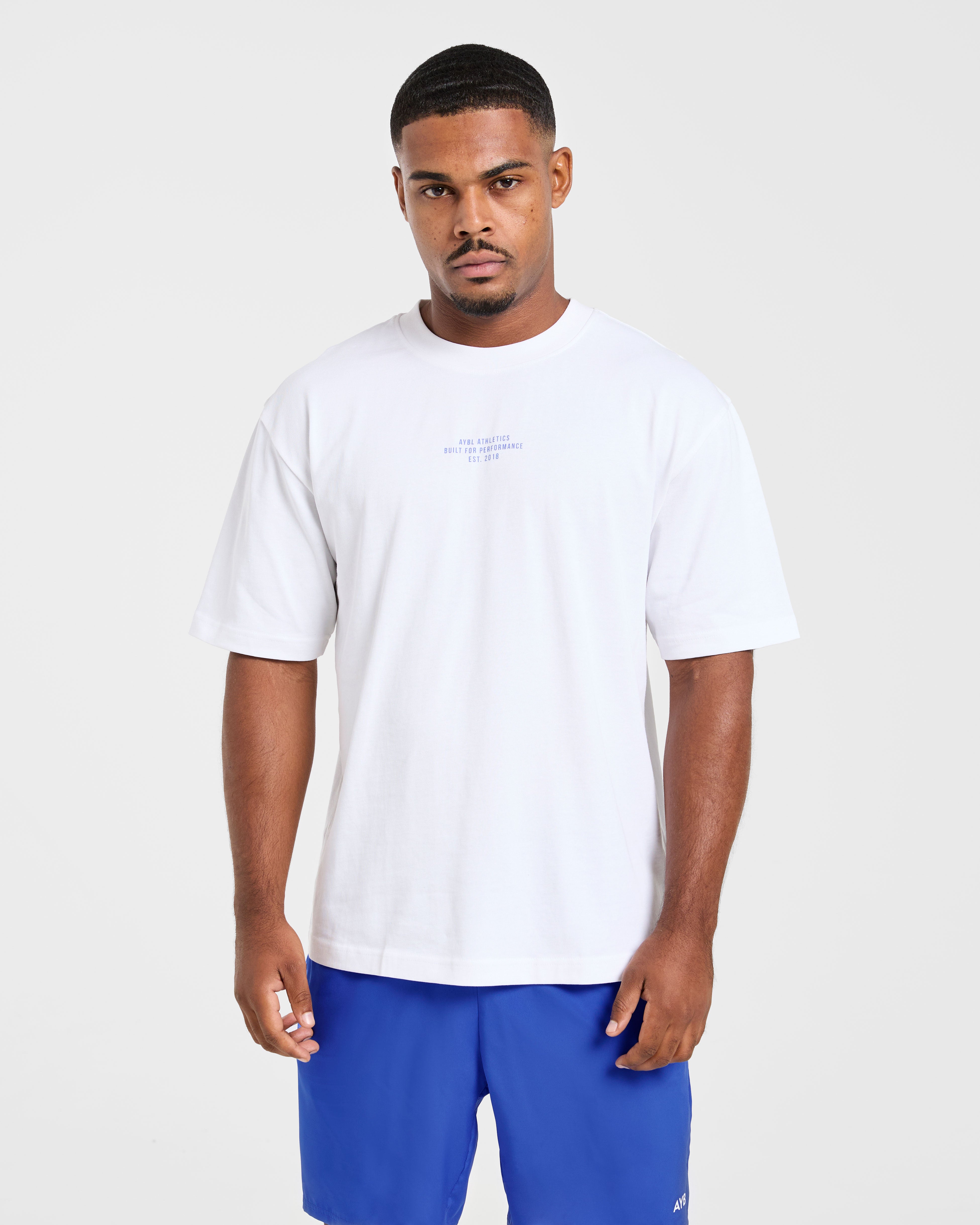 Athletics Performance T Shirt - Wit/Blauw