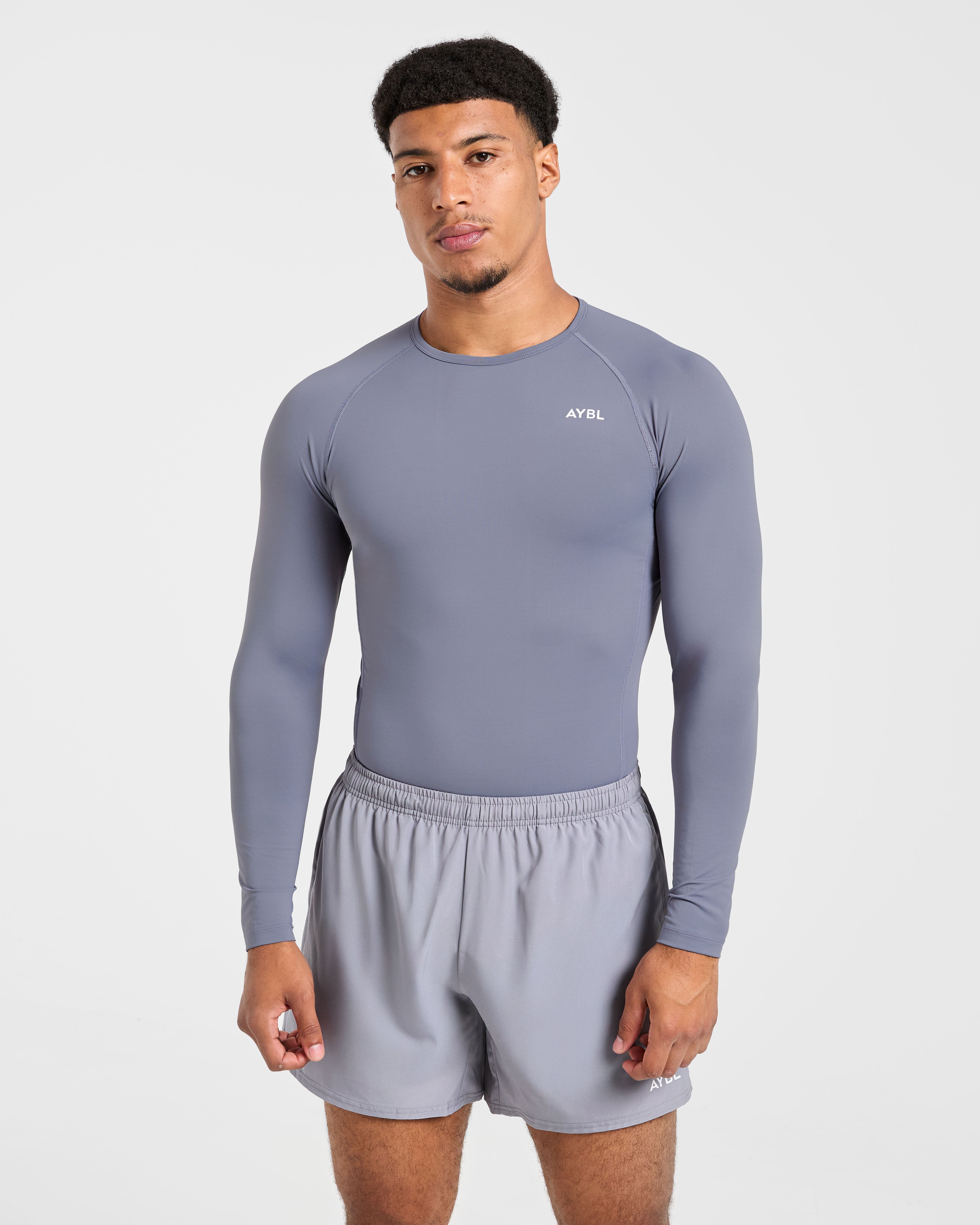 Compression Long Sleeve T Shirt - Slate Grijs