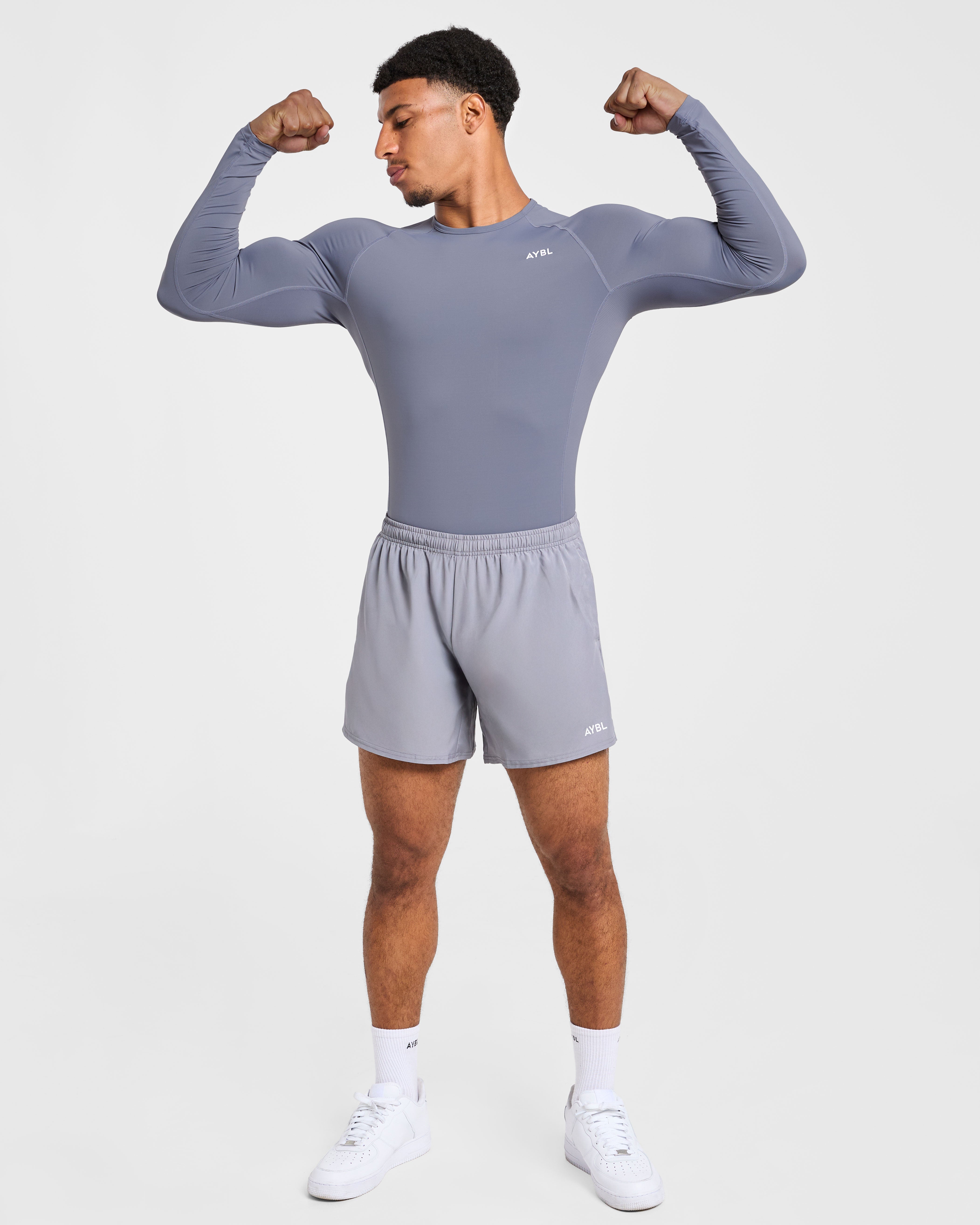 Compression Long Sleeve T Shirt - Slate Grijs